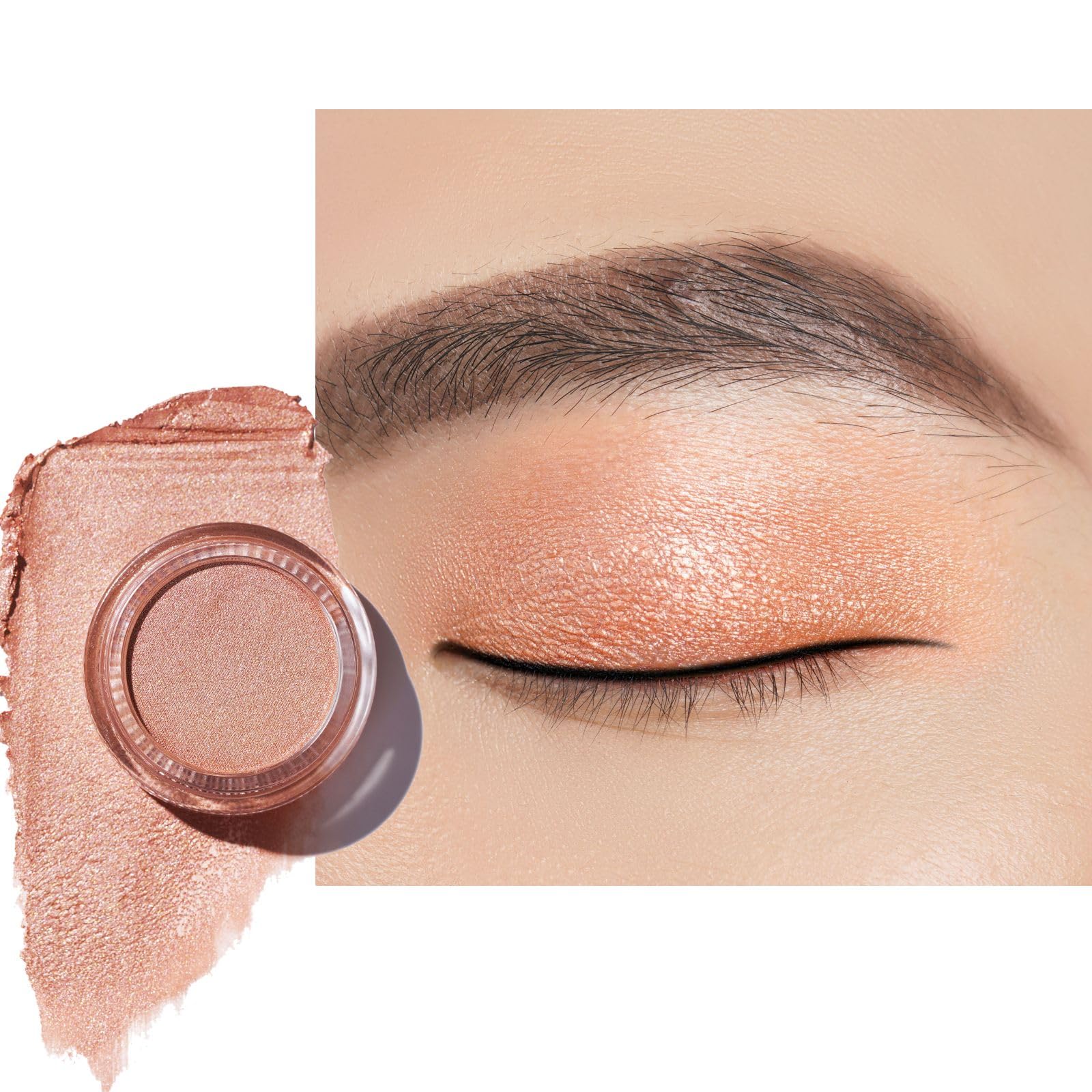Oulac Sombras de Ojos Peach Nude | Sombra de ojos Primer & Highlighter | Resistente al Agua y de Larga Duración | Maquillaje de Ojos con Brillo Metálico | Vegano | 06g (O10) Sahara Gold