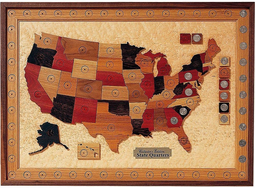 Woodworking Project Paper Plan to Build U.S. State Quarter Collection Board