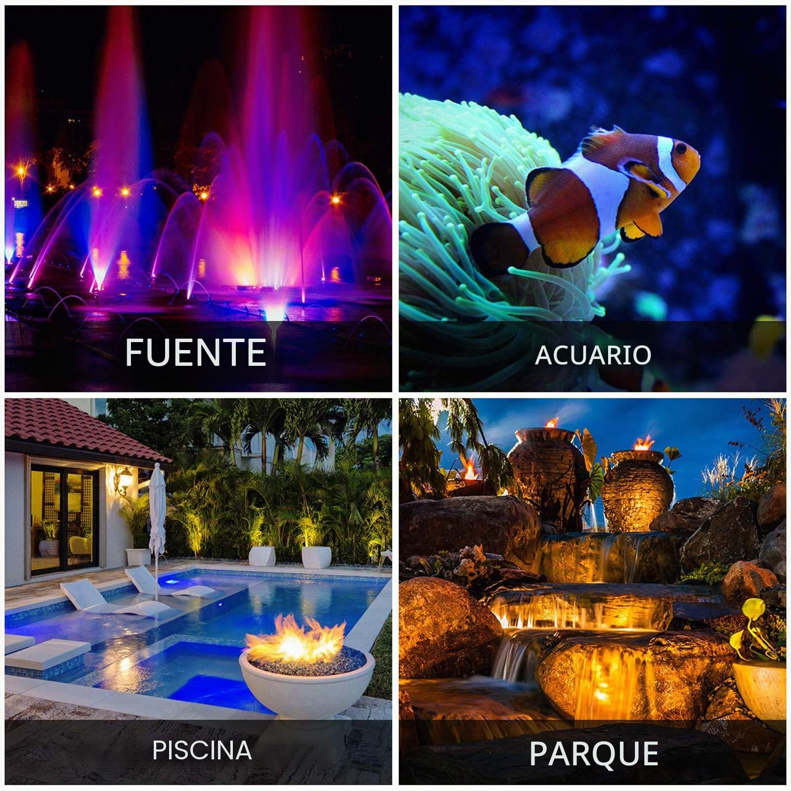 Lychee Luces Para Estanques con Control Remoto, LED RGB Proyectores Sumergibles para Exteriores Luces Subacuáticas Ajustables Color, para Estanques Acuario Jardín Piscina Fuente (1PCS)
