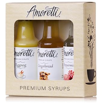 Amoretti Premium Christmas Syrups 50ml 3 Pack Peppermint, Eggnog, Gingerbread