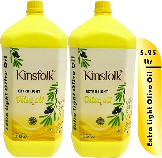 Kinsfolk EXTRA LIGHT Olive Oil - 5 Ltr ((Pack Of 2)) with Get 500 ml FREE