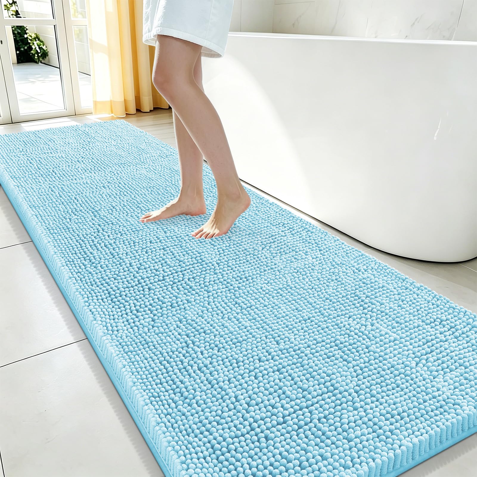 Smiry Bathroom Rugs 59X24, Luxury Chenille Extra Soft Absorbent Bath Mat