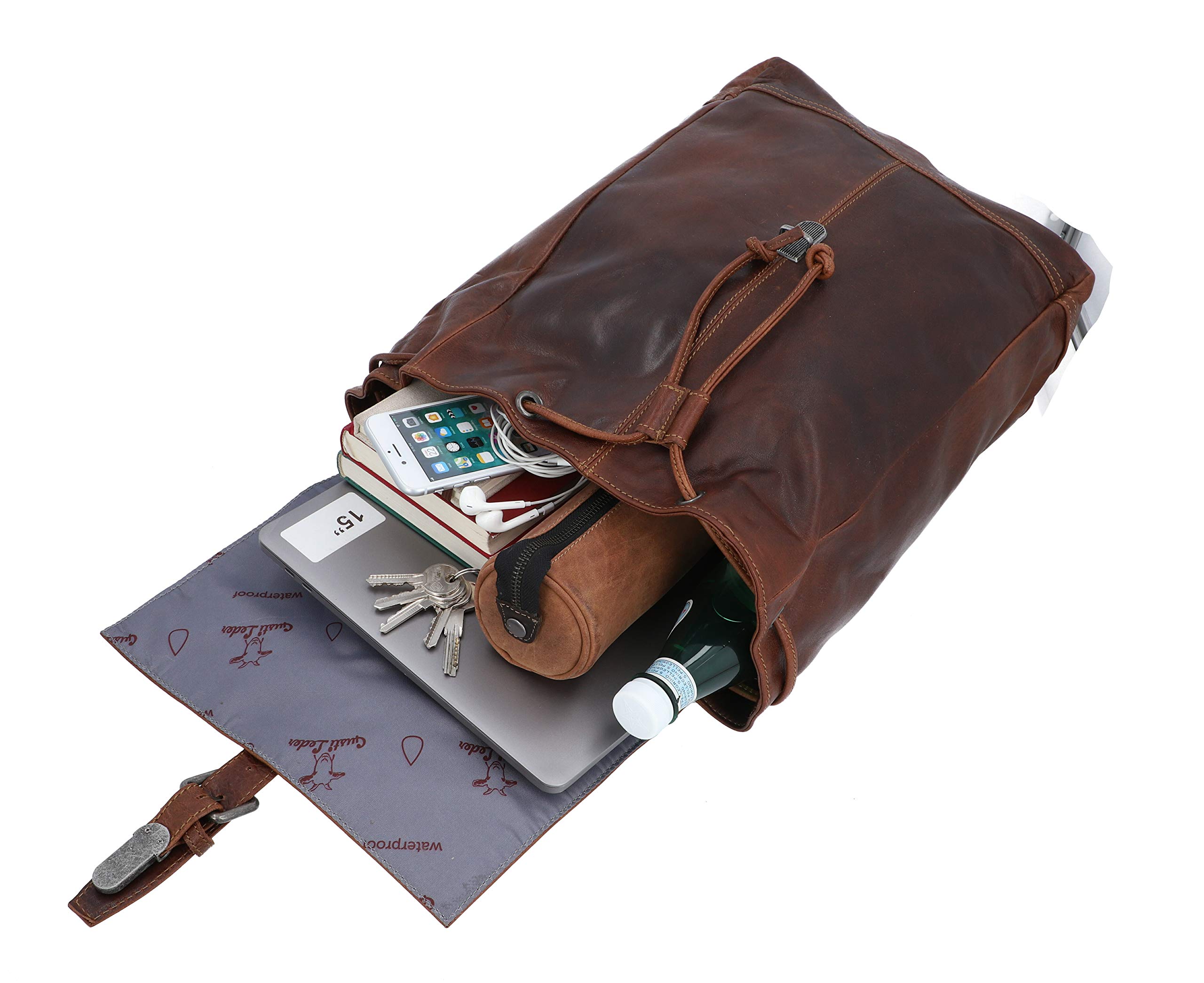 Gusti Kurierrucksack Leder - Jaime Rucksack Lederrucksack Vintage Cityrucksack Outdoorrucksack Laptoptasche Unirucksack 17L Leder
