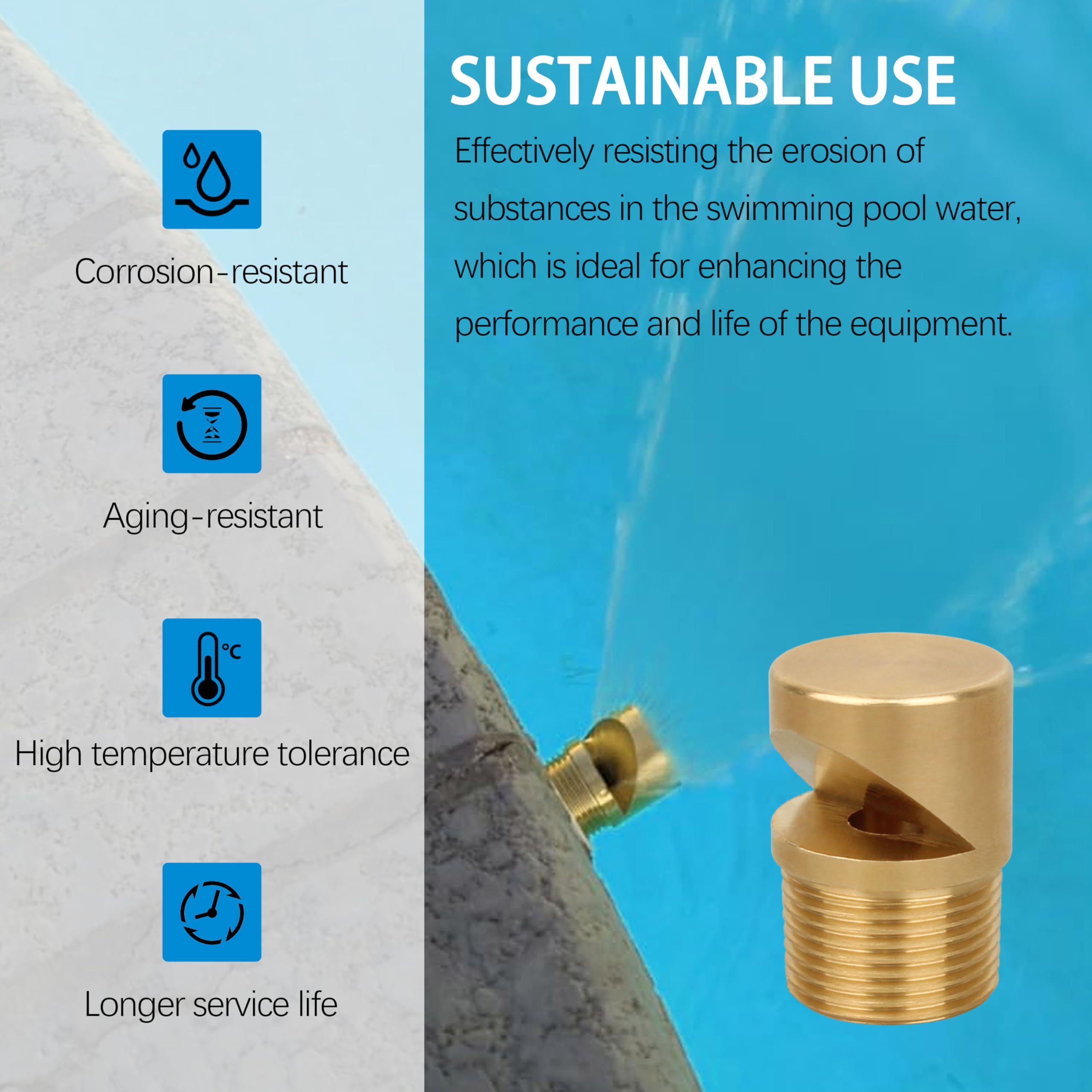 1 aireador de 3/4 pulgadas compatible con boquillas de chorro de piscina 86201500