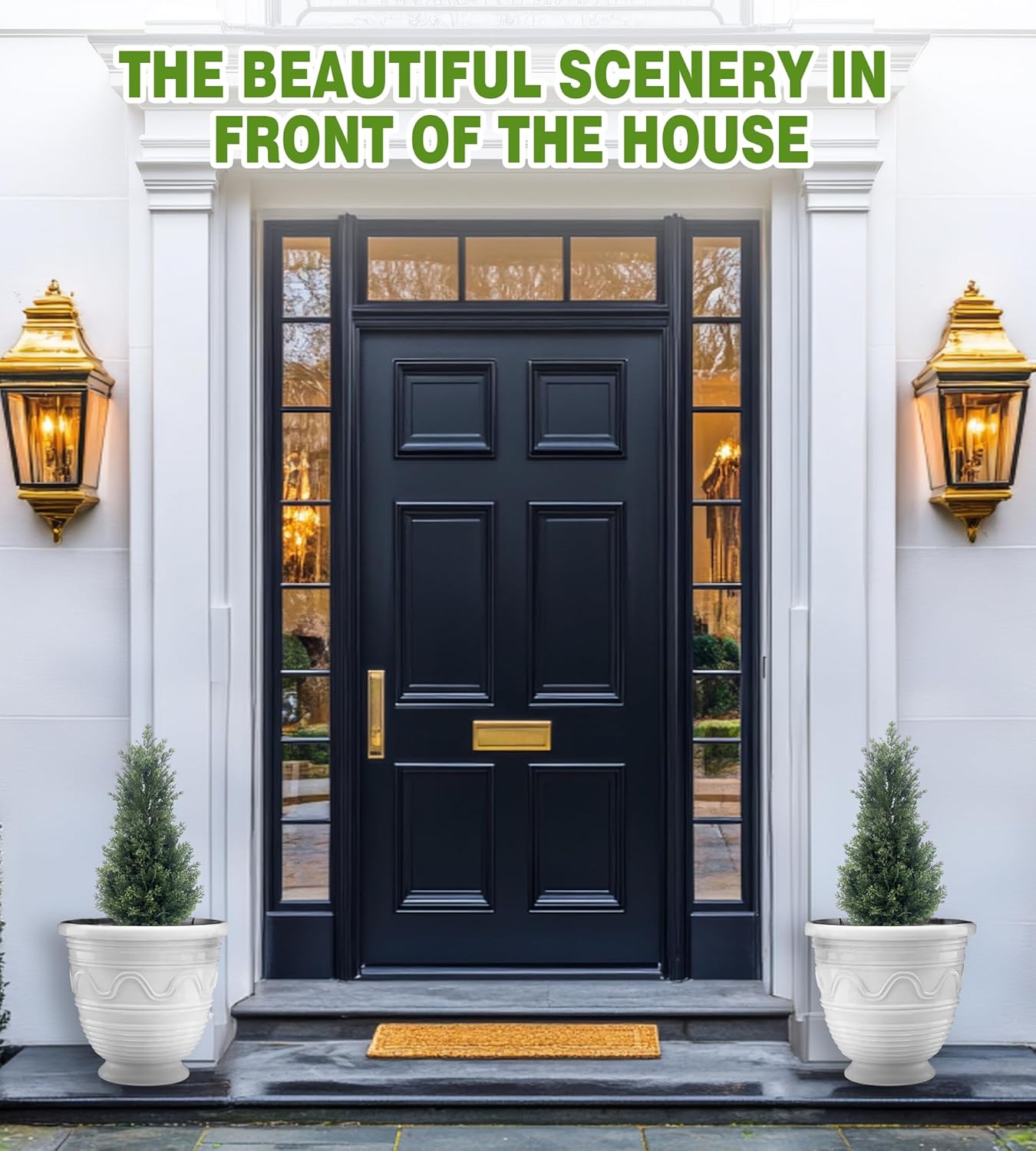 Two 2FT Tall Artificial Evergreen Trees, Beautiful and Realistic Human-Potted False Cypress, an Evergreen Plant for Home Porch Decoration,suitable for interior, office, living room and room decoration