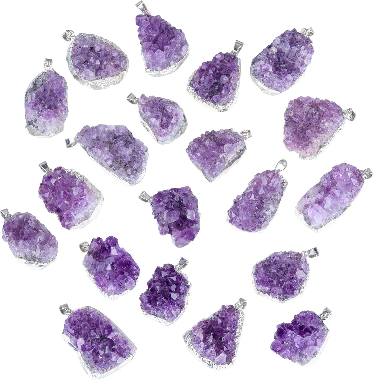Top Plaza Raw Amethyst Healing Crystal Stone Necklaces for Women Men Irregular Mini Amethyst Cluster Druzy Pendant Necklaces Natural Amethyst Gemstone Necklaces Quartz Jewelry - Image 7