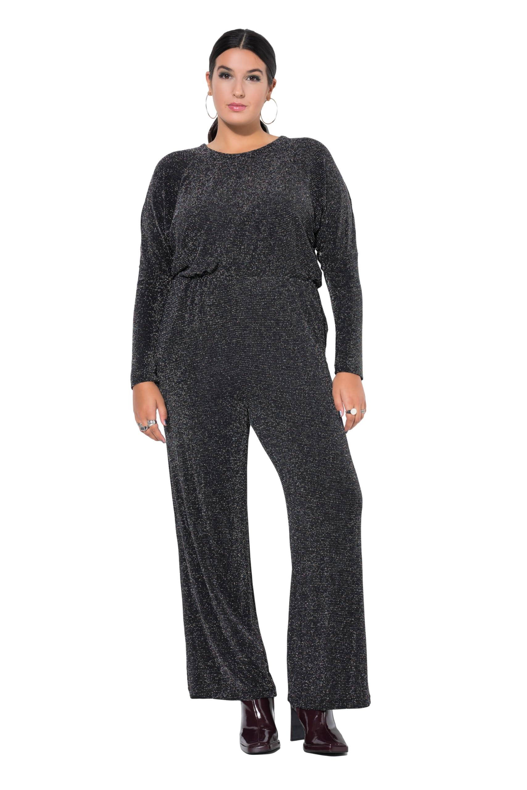 Studio Untold Damen große Größen Übergrößen Plus Size Jumpsuit, Oversized, Glittereffekt, weites Bein 845961