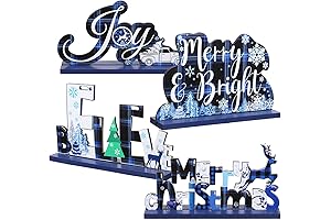Christmas Cheer in Blue: Enchanting Table Decor Signs