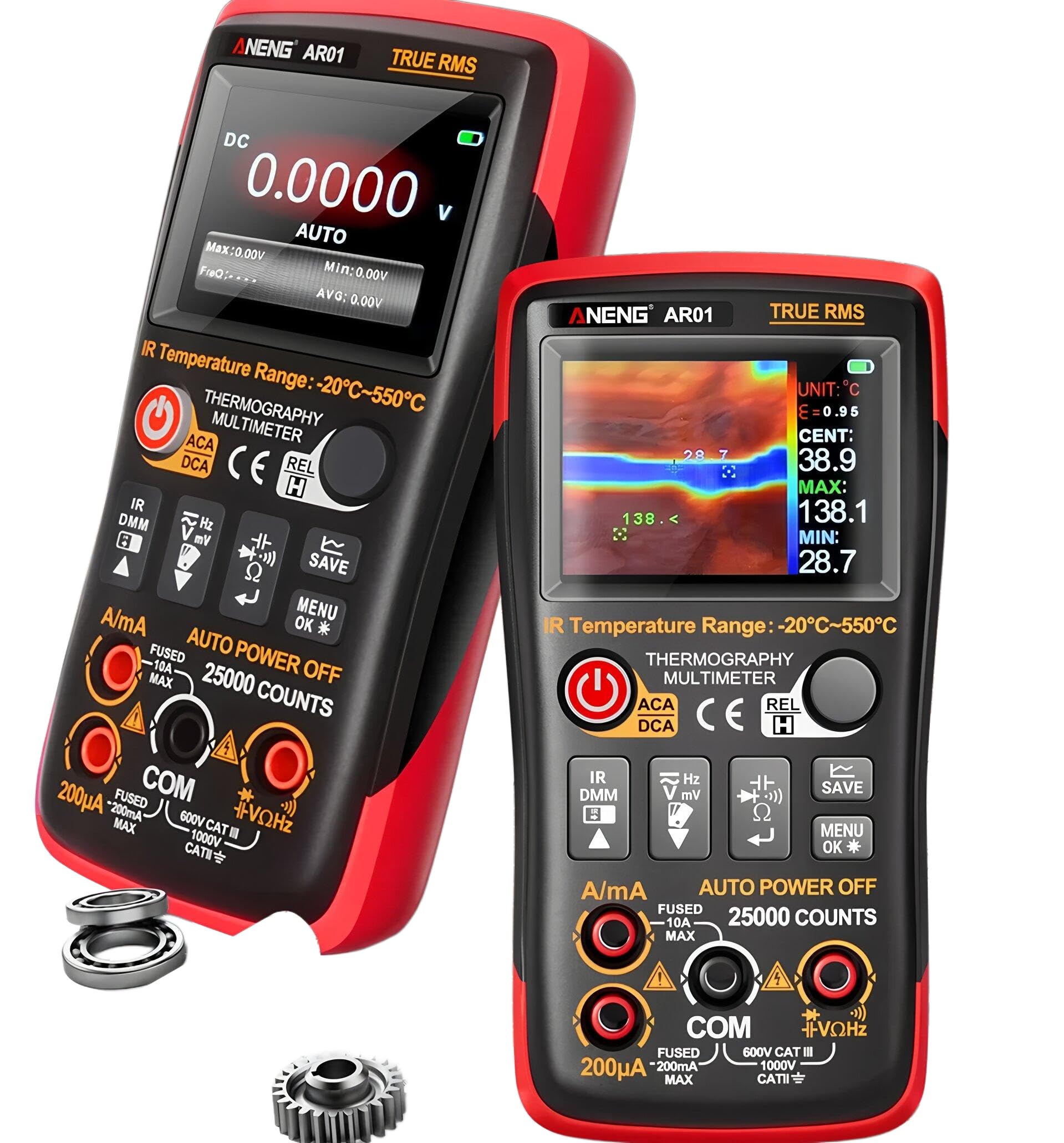 Strumenti di Test con Display TFT Multimetro 250MΩ Tester 25000 Conteggi Carica Tipo-C USB Multimetri a Immagini Termiche (AR01)