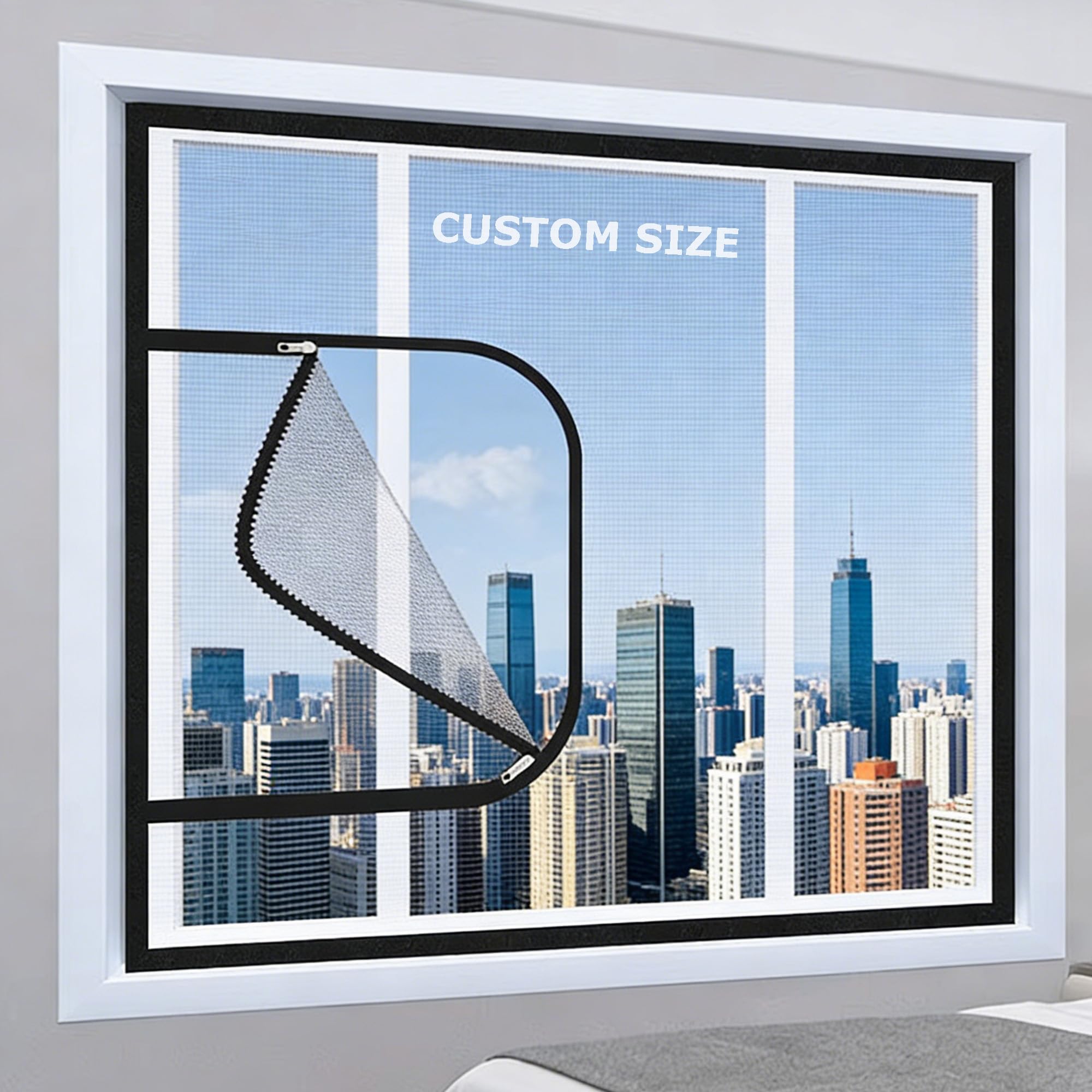 Hruile White Custom Size Fly Screens For Windows, Insect Mesh Mosquito Netting, Cat Safety Net Cat Window Guard Screen, Cat Protection Window Guard Net With Zipper
