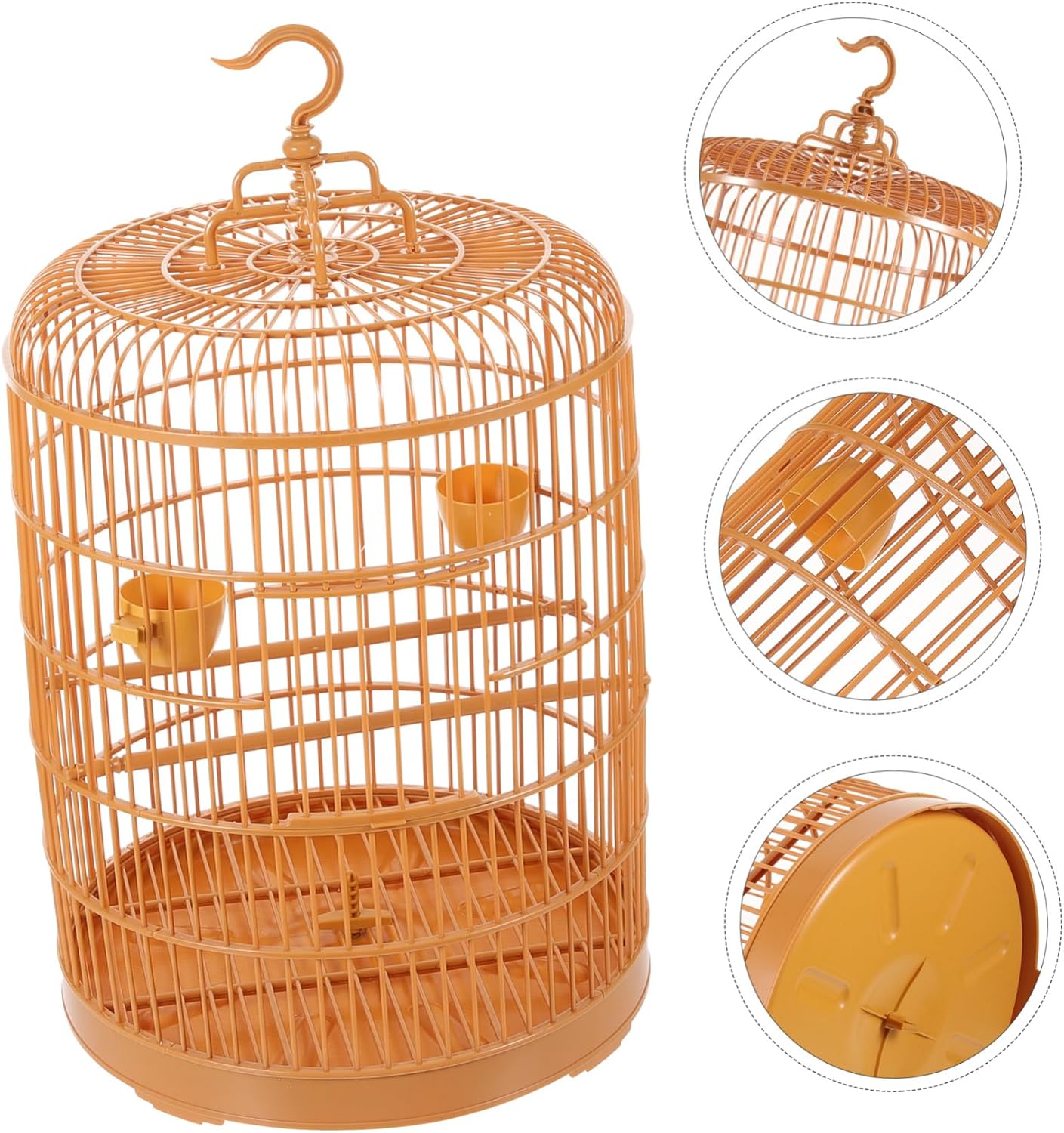Kichvoe Round Plastic Hanging Bird Cage Ornament for Small Pets Spacious and Secure Cage House for Parakeets Finches Lovebirds Hamsters Versatile Animal Habitat