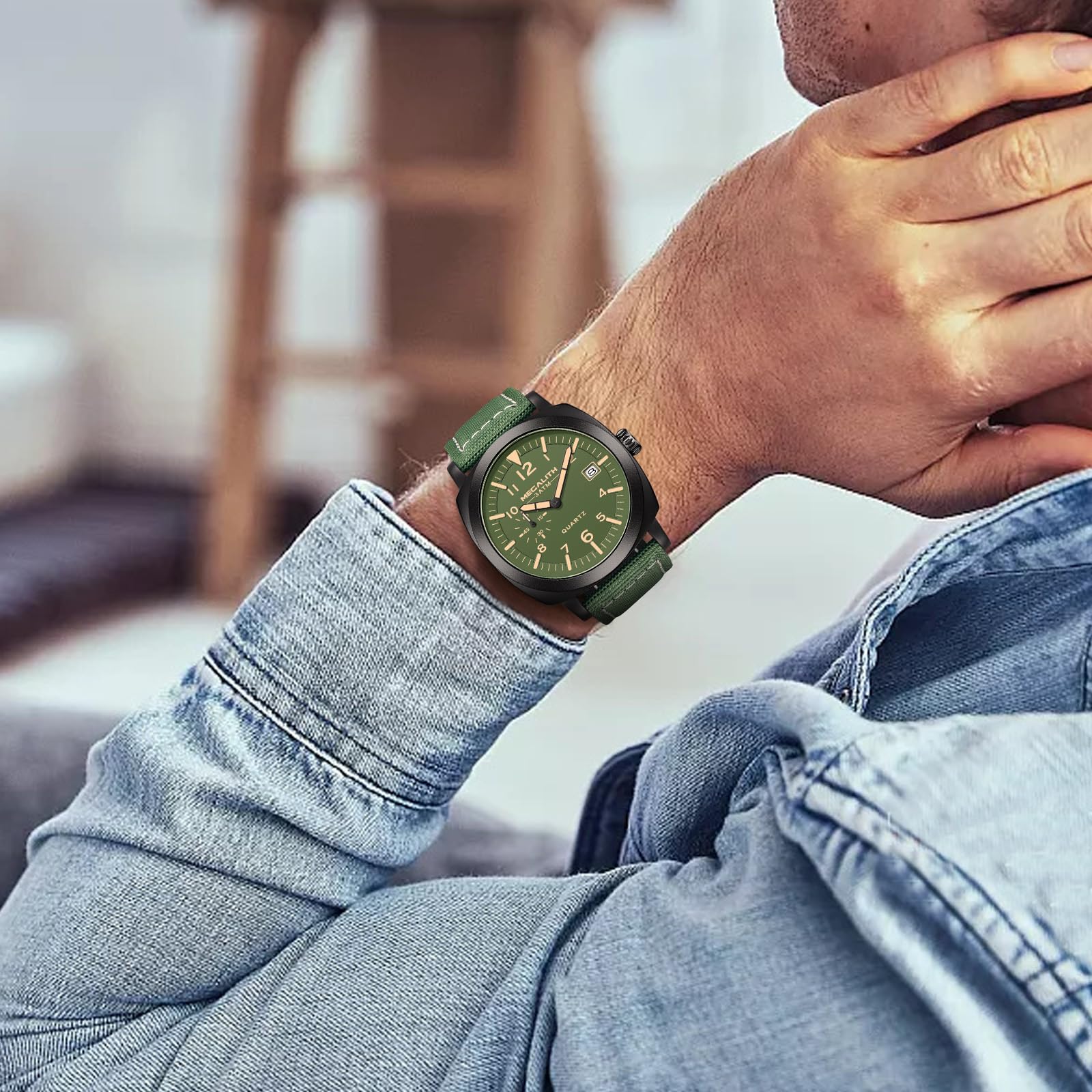 MEGALITH Herren Uhr Wasserdicht Armbanduhr: Sport Militär Großes Zifferblatt Männeruhr - Analog Quarz Mode Business Geschenke für Männer