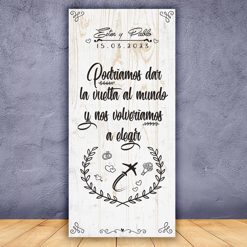 Decoración Boda | Cartel Boda Vuelta al Mundo | 70cm x 150cm