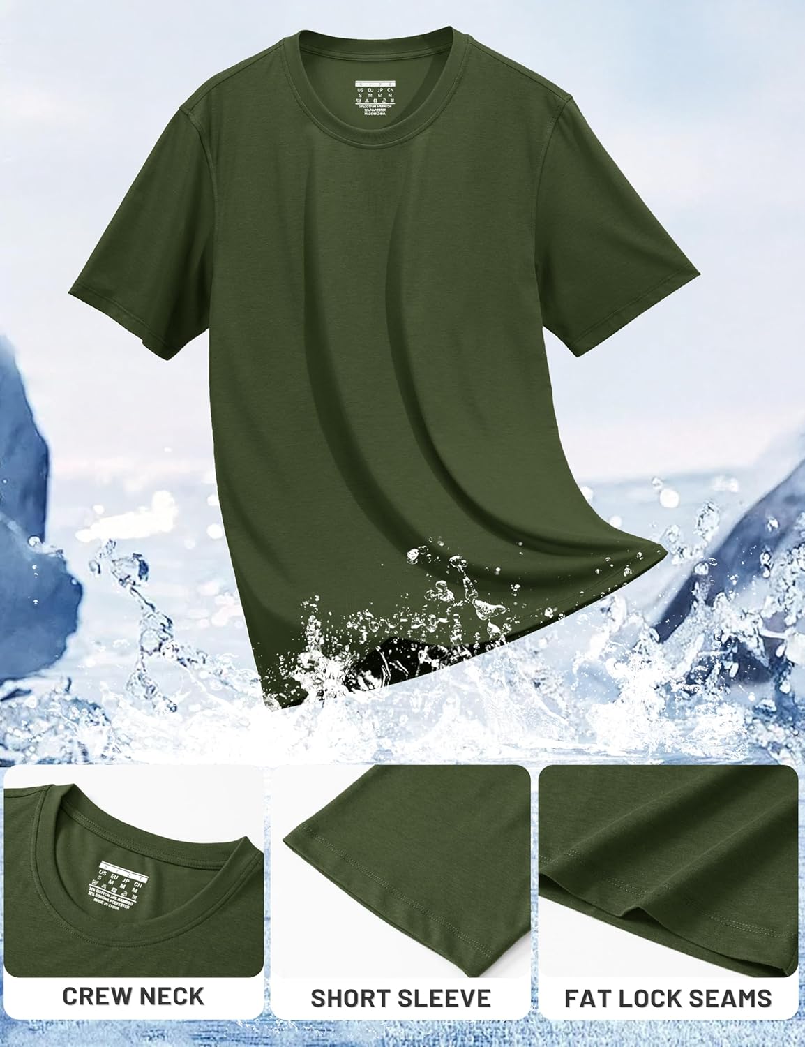 TACVASEN Men's T-Shirts Short Sleeve UPF50+ Mositure Wicking Shirts Lightweight Cooling Crew Neck Tshirt - Image 6