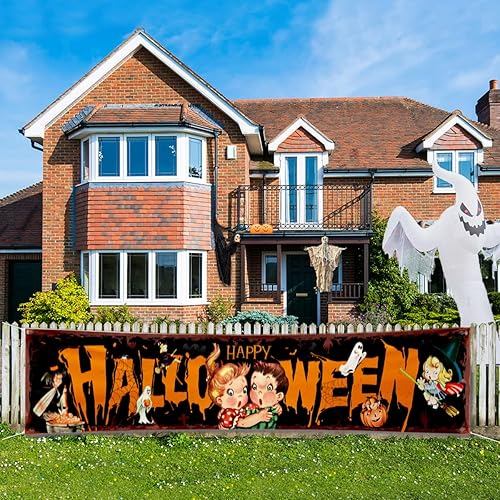 Miniatura 3 de Cartel vintage de feliz Halloween  Letrero de fiesta de Halloween, calabaza espeluznante, decoración al aire libre, pancarta vintage para Halloween,