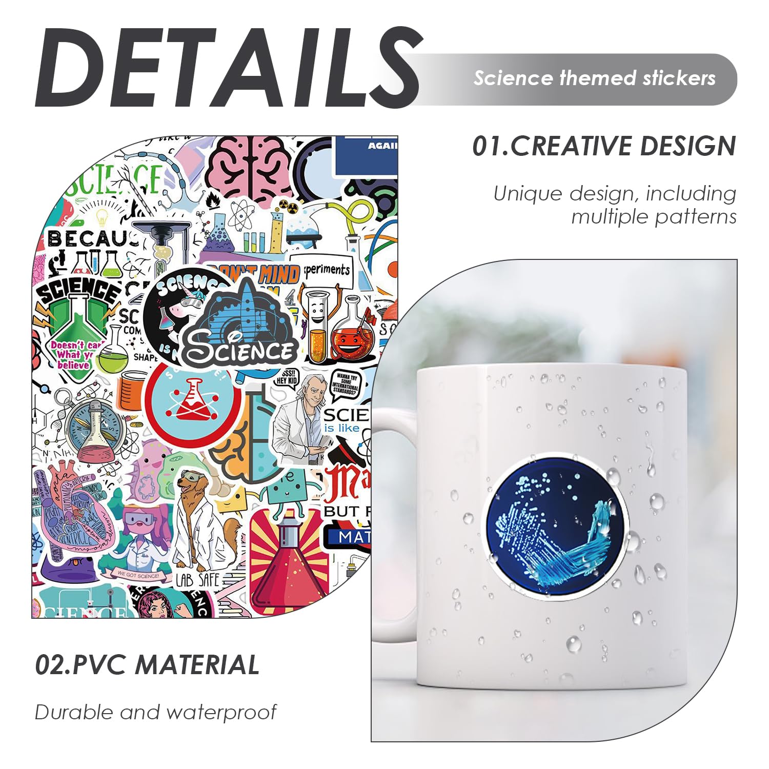 NXPWRC 150 Science Laboratory Theme Stickers, Creative Graffiti Stickers, Laboratory Equipment Stickers - Image 3
