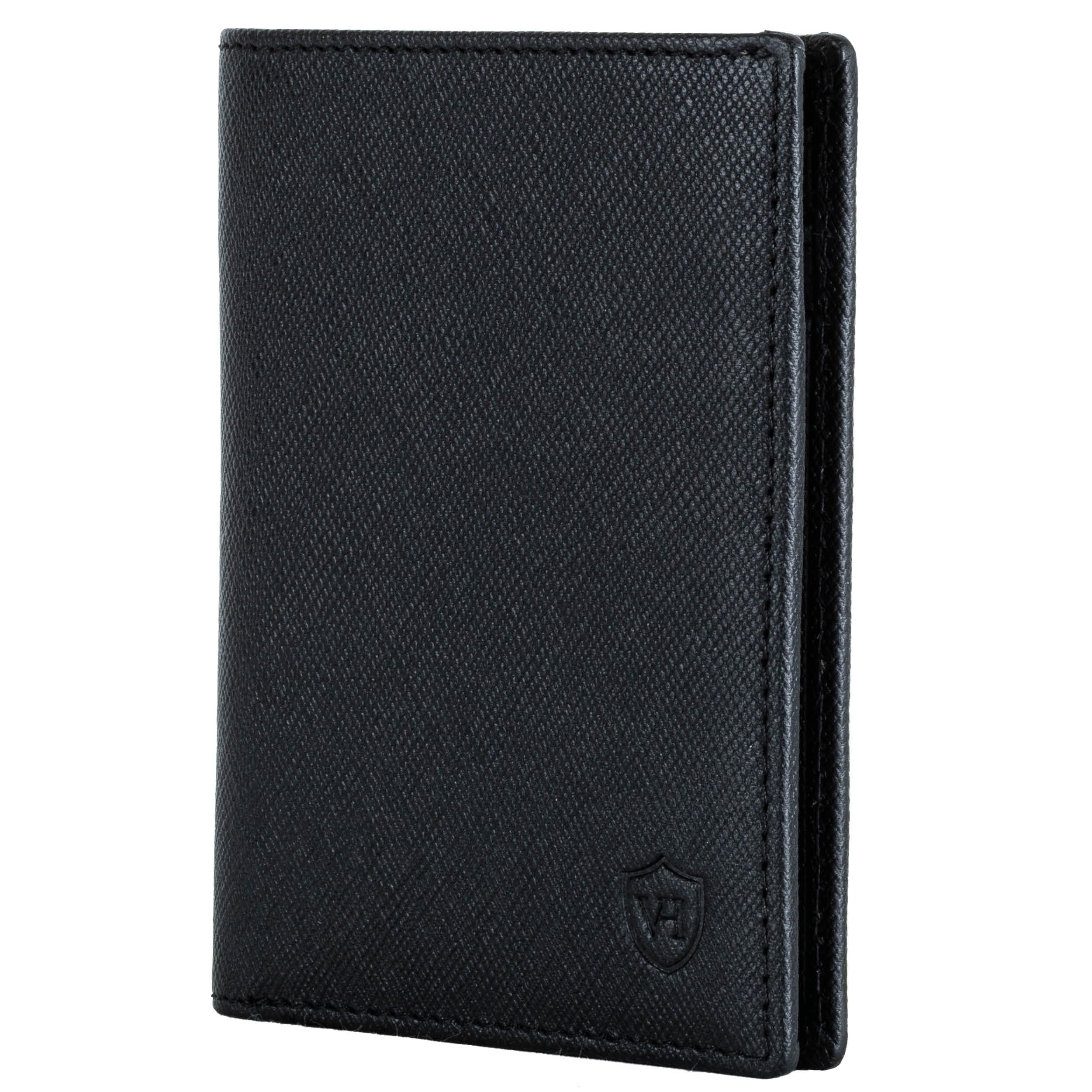 VON HEESEN® Leder Geldbörse Herren mit Münzfach & RFID Schutz I Echtleder Geldbeutel für Männer & Damen I Portemonnaie Brieftasche Wallet Portmonee (Saffiano Schwarz)