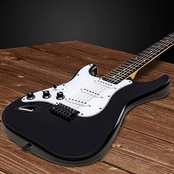 LyxPro CS 39 Left Hand Electric Guitar Kit for Beginner, Intermediate & Pro Players with Guitar, Amp Cable, 6 Picks & Learners Guide, Solid Wood Body, Volume/Tone Controls, 5-Way Pickup - Black