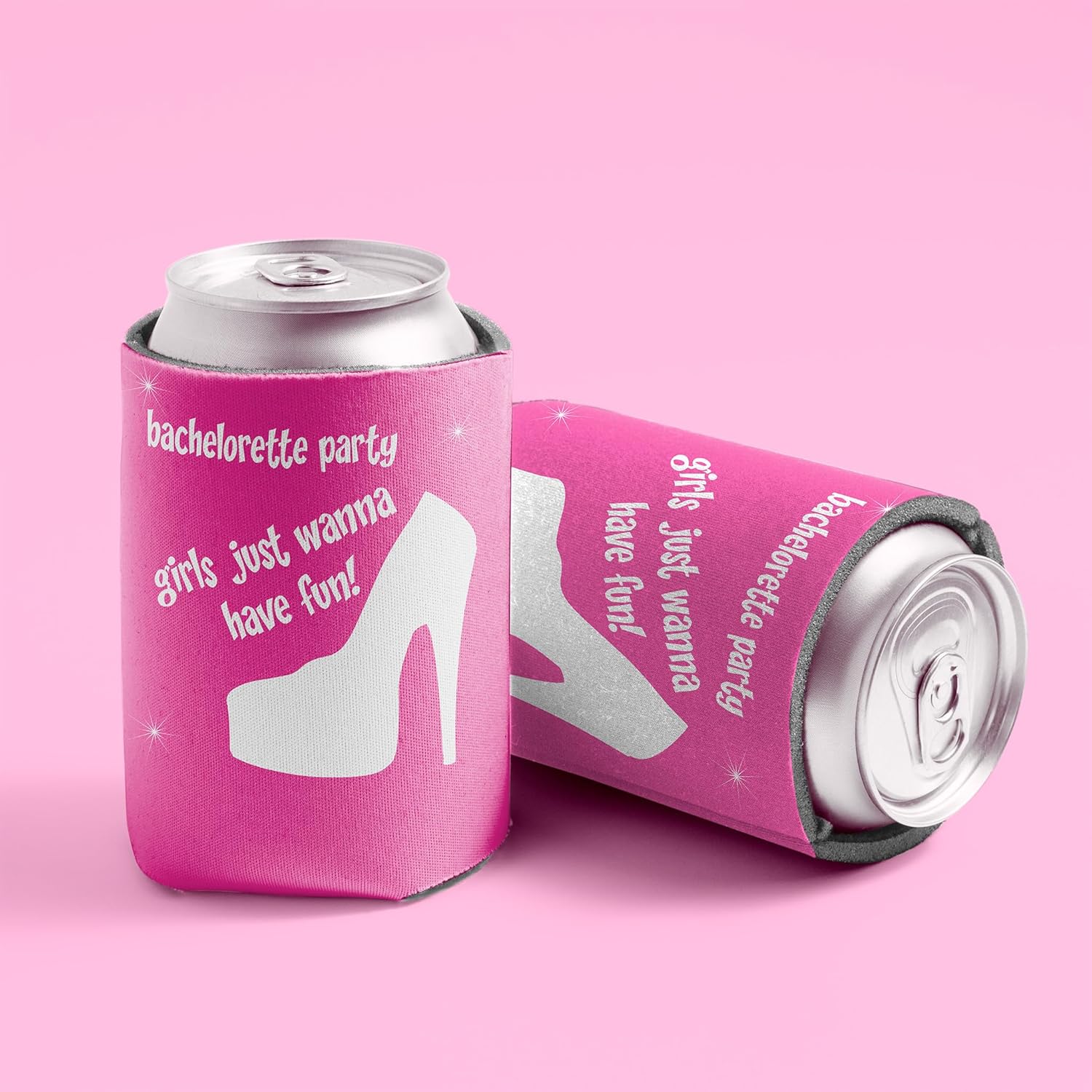 VictoryStore Bachelorette Can Coolers – Funny Pink Drink Sleeves for 12–16 oz Cans & Bottles – Set of 6 Bridal Party Favors – Bachelorette Party Supplies