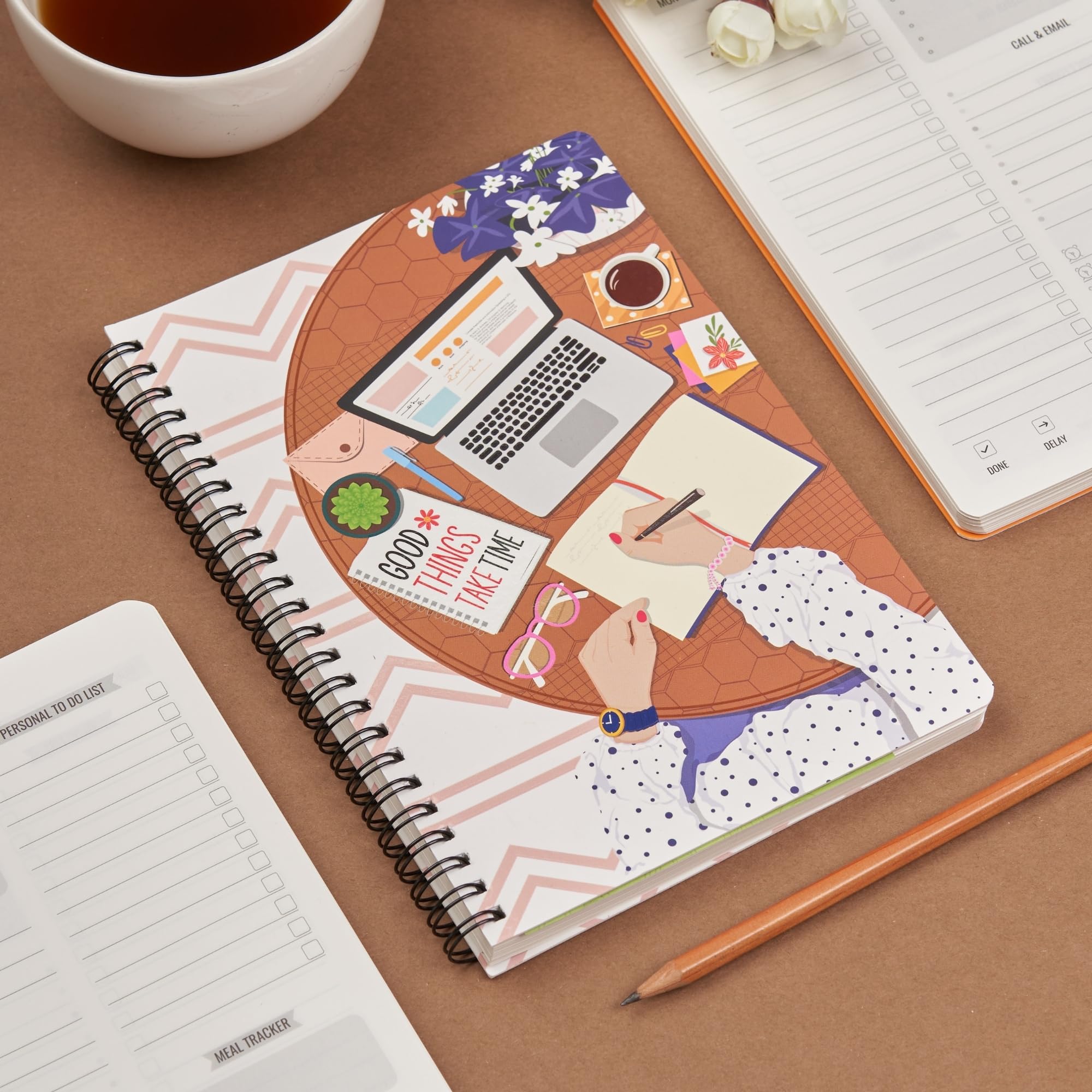 Doodle Undated Daily Planner | A5 | 172 Pages | 80 GSM | 3 Months Schedule, To-Do List, Daily Priorities, Appointments, Deadlines, Water Tracker, Goals - Calm Time