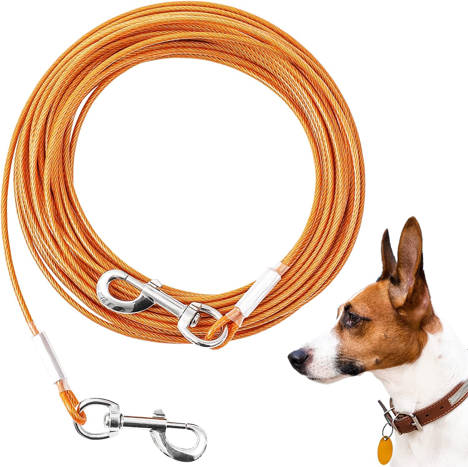 Dog Tie Out Cable 50ft Dog Lead-Heavy Duty Tie Out Cable for for Large Dogs Up to 125lbs-Dog