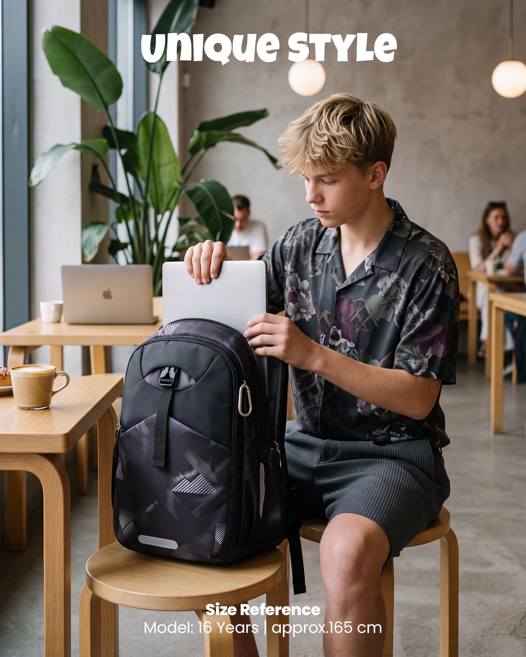 Amythe Zaino Adolescente Ragazzo Cintura Rimovibile | Zaino Ergonomico 30L Impermeabile Cintura Rimovibile Bande Riflettenti Copertura