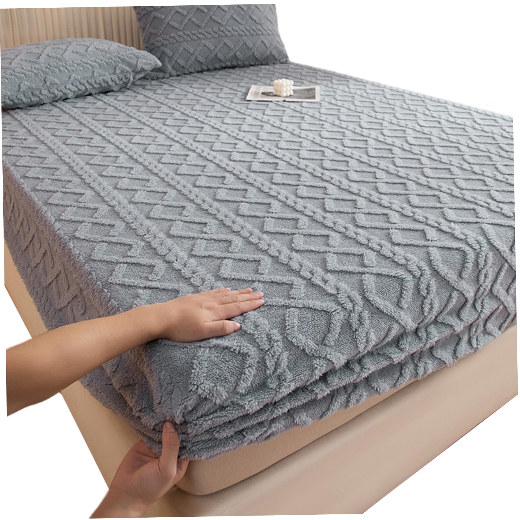 Drap-Housse en Velours 150x200 cm Gris pour Transformer son Lit en Cocon