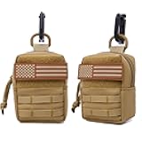 TSG 2 Pack MOLLE Pouch,Multi-Purpose Compact Tactical Waist Bags,Small Utility Pouch,Battery Cigarette Case EDC Utility Card Holder Include Patch and D Ring