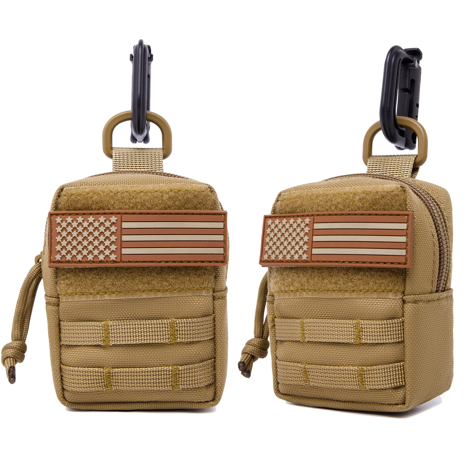 TAXATM 2 Pack MOLLE Pouch,Multi-Purpose Compact Tactical Waist Bags,Small Utility Pouch,Battery Cigarette Case EDC Utility Card Holder Include Patch and D Ring