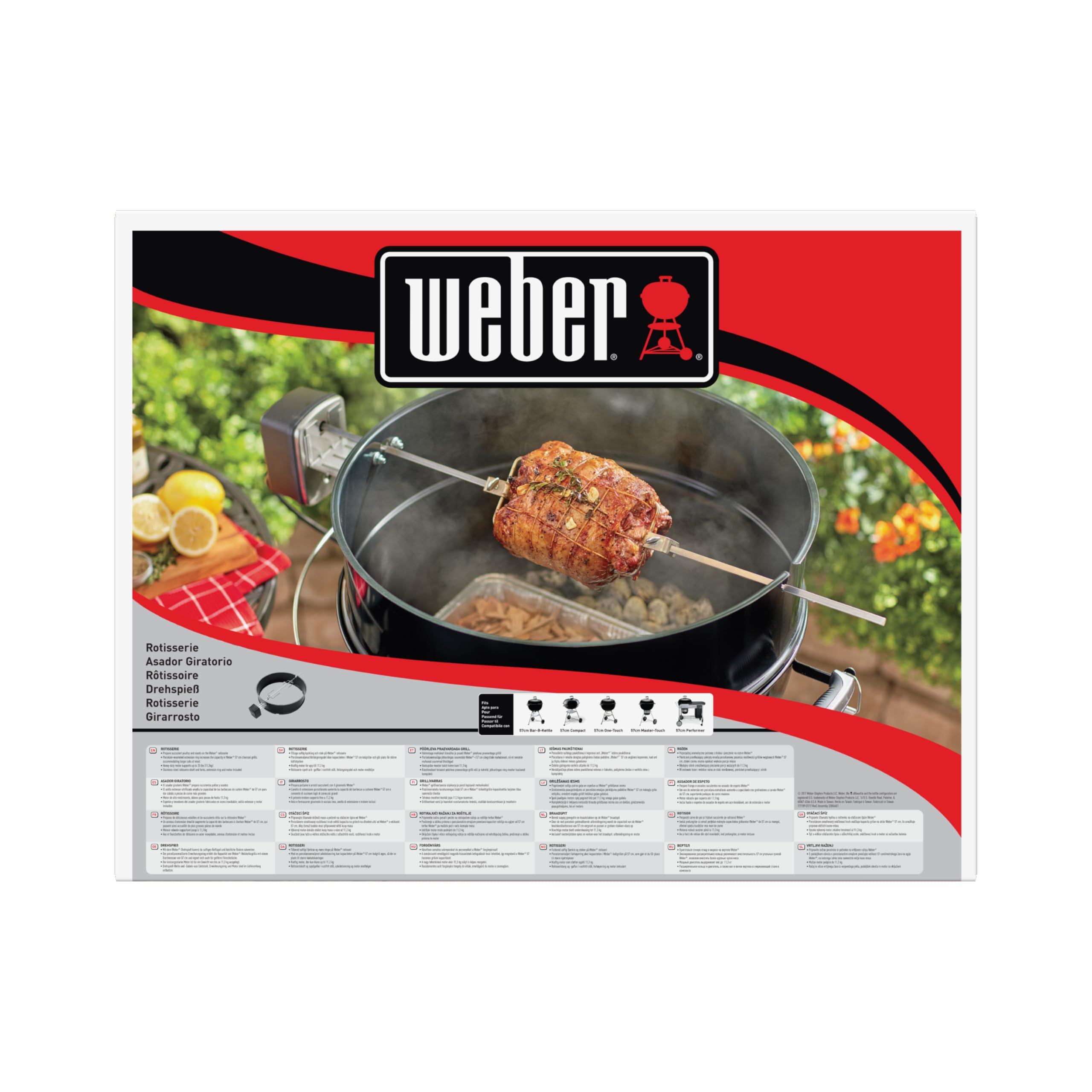 Weber Rôtissoire pour barbecues à Charbon 57 cm/Broche motorisée pour Une Cuisson homogène des rôtis et volailles – Noir/Argent (7494)