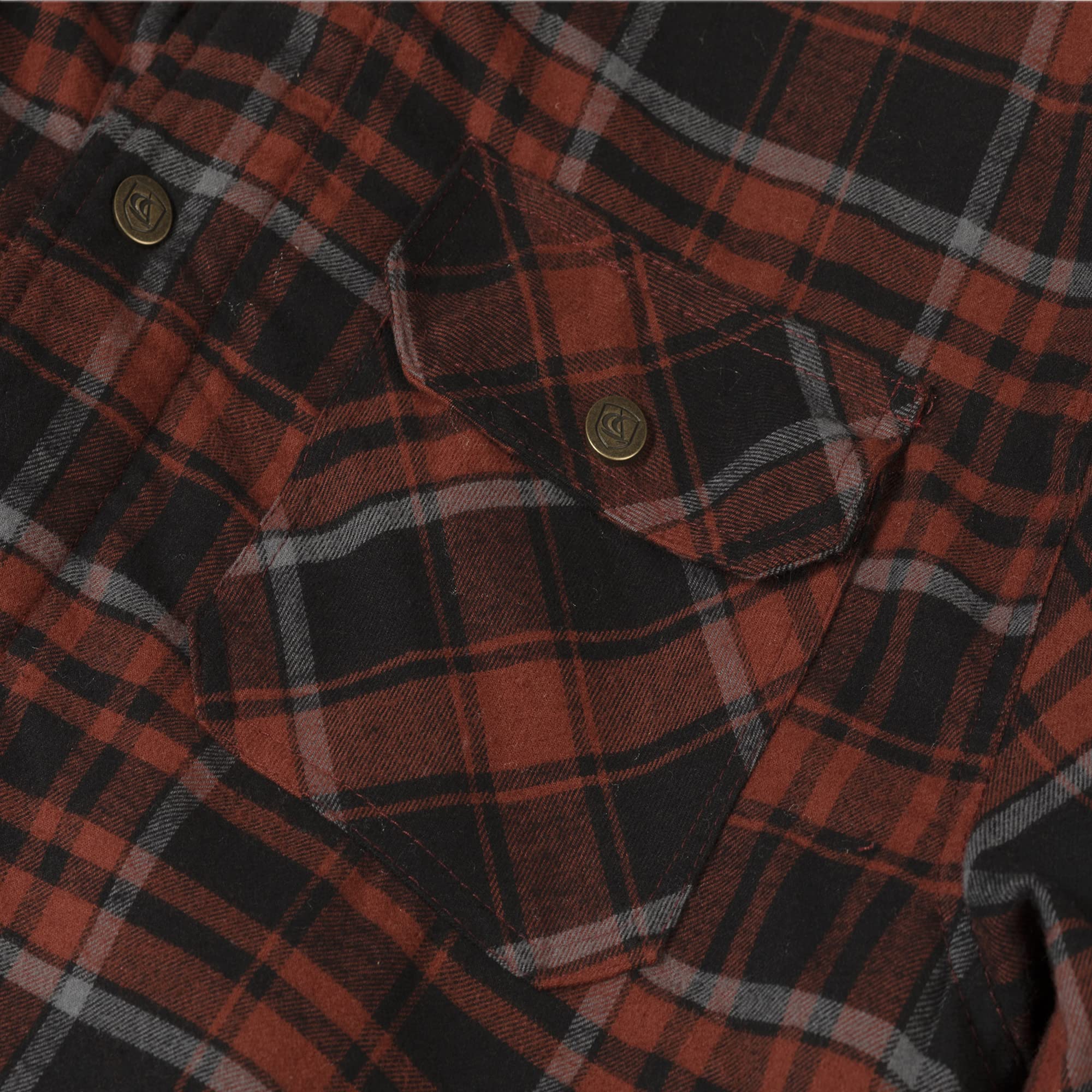 Coevals Club Sherpa - Camicia da Uomo in Flanella, a Maniche Lunghe, con Bottoni Automatici a Quadretti, in Cotone