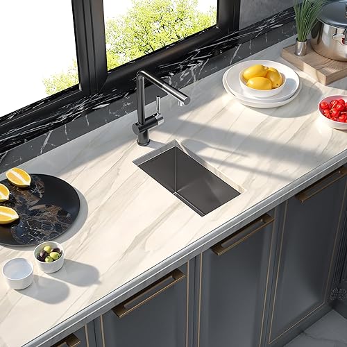 Miniatura 7 de MENSARJOR Fregadero de bar, fregadero de cocina de montaje inferior de 10 x 17 pulgadas, fregadero de acero inoxidable de calibre 16, hecho a mano