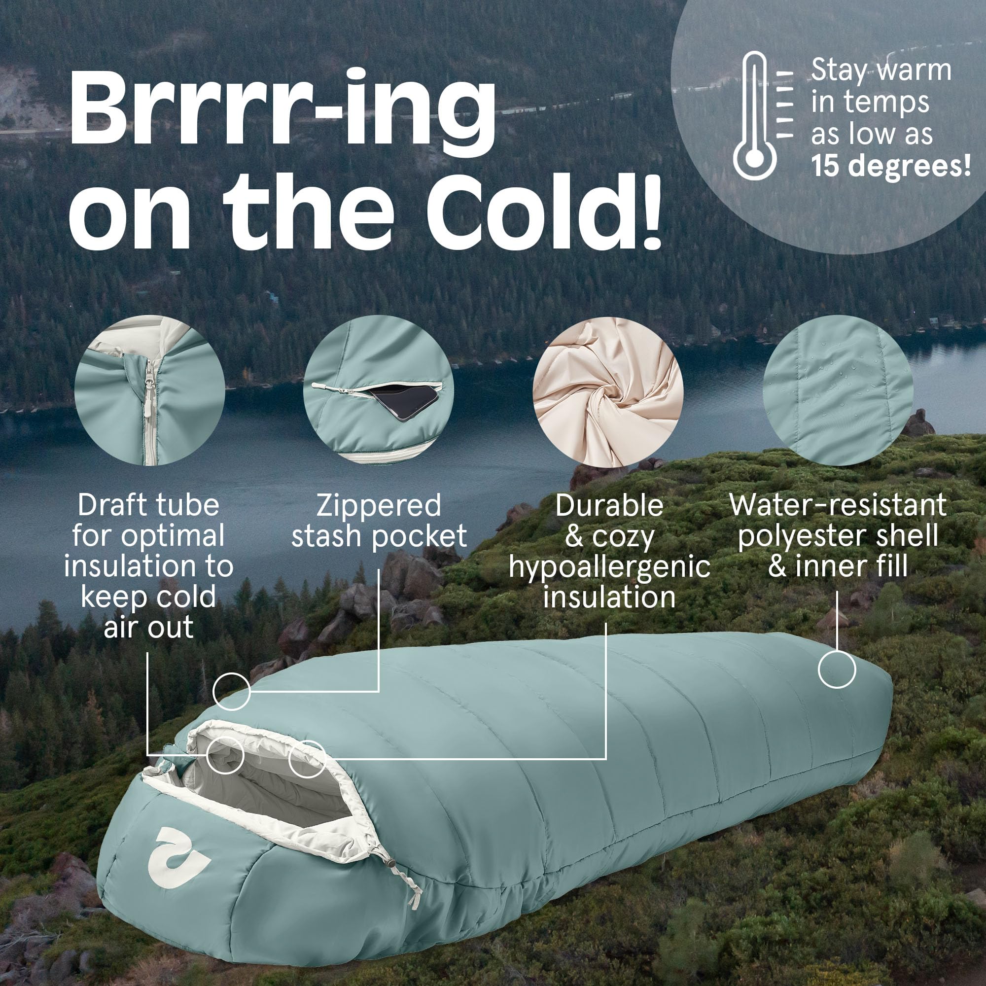 Retrospec Dream 15 Degree Mummy Sleeping Bag for Camping Saco de Dormir