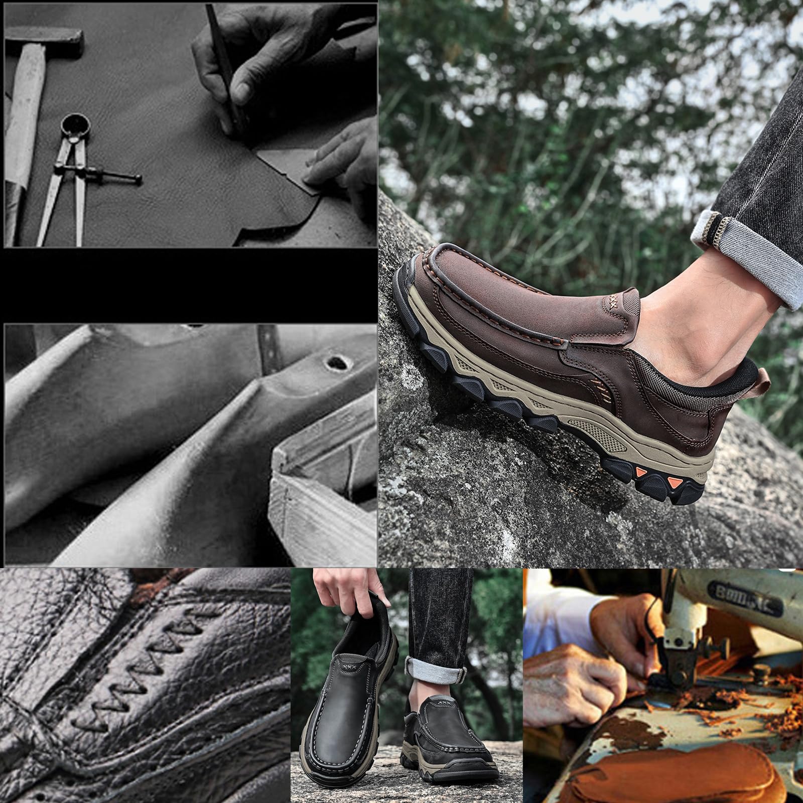 Zapatos ortopédicos de piel auténtica para caminar al aire libre, cómodos, hechos a mano, impermeables, antideslizantes, con soporte de arco, zapatos de vestir casuales para hombre