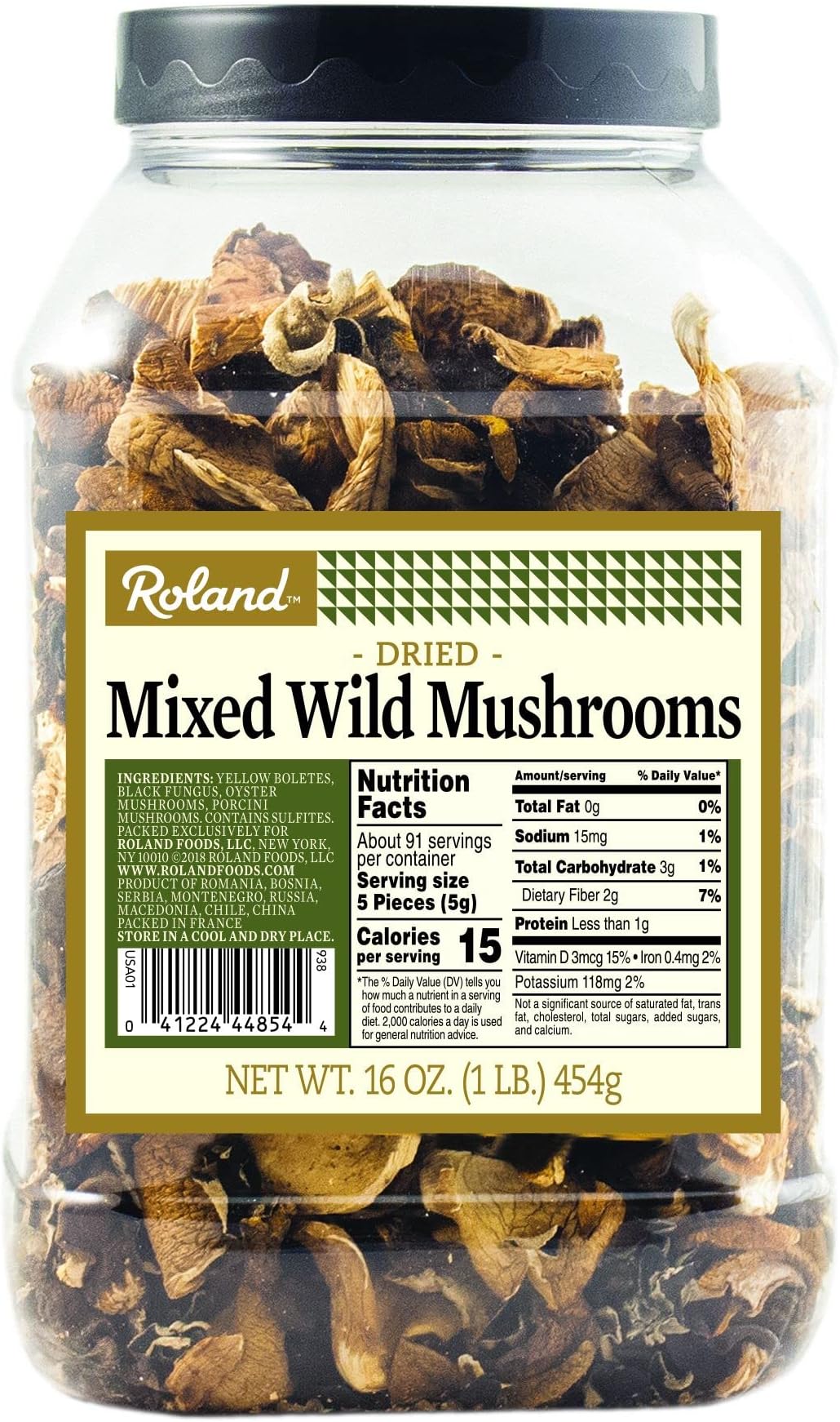 Roland Foods Dried Mixed Wild Mushrooms Specialty Imported Food ,16 Ounce (Pack of 1)