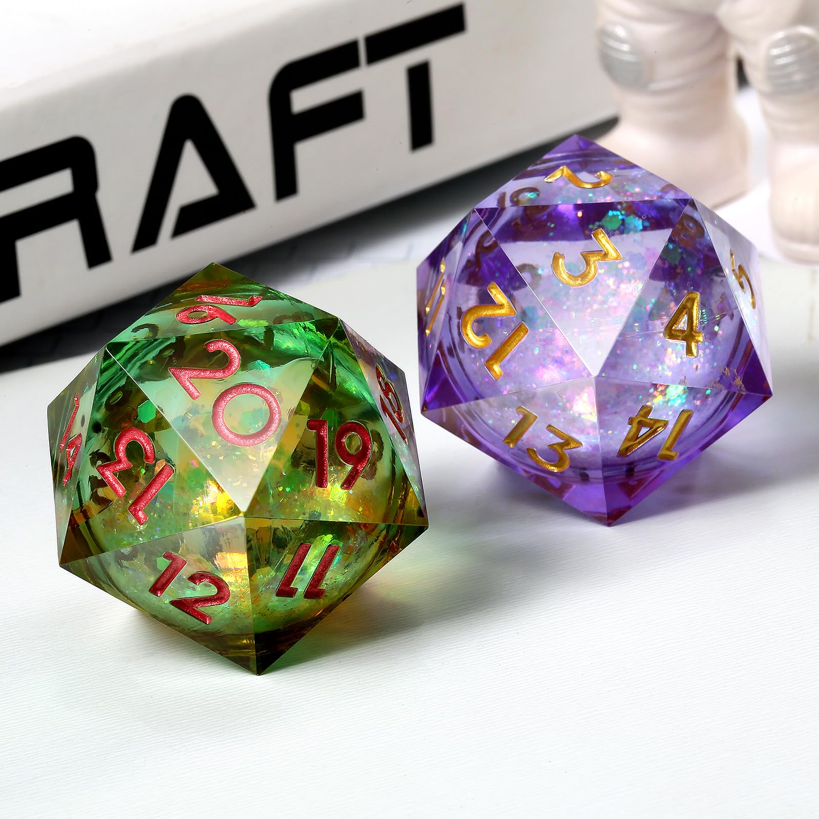 Liquid Dice D20 33mm,DNDND Glitter and Paillette Liquid 20 Sided Spindown Dice with Gorgeous Gift Box for Dungeons and Dragons (Lilac)… - Image 3