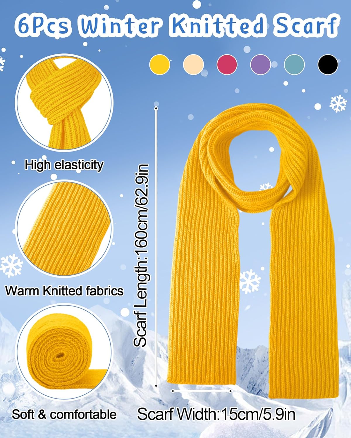 JaGely 18 Pcs Kids Knit Winter Hat Gloves Scarf Set Warm Knitted Fleece Lined Pom Pom Beanie Scarf Mittens for 5-13 Years Old - Image 4