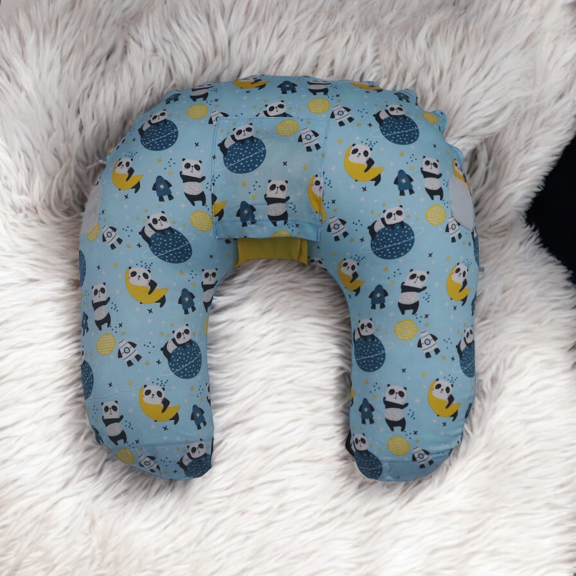 Kradyl Kroft 5in1 Baby Feeding Pillow with 100% Cotton Removable Cover | Breastfeeding Pillow | Nursing Pillow with Belt and Hoop (Panda) 3