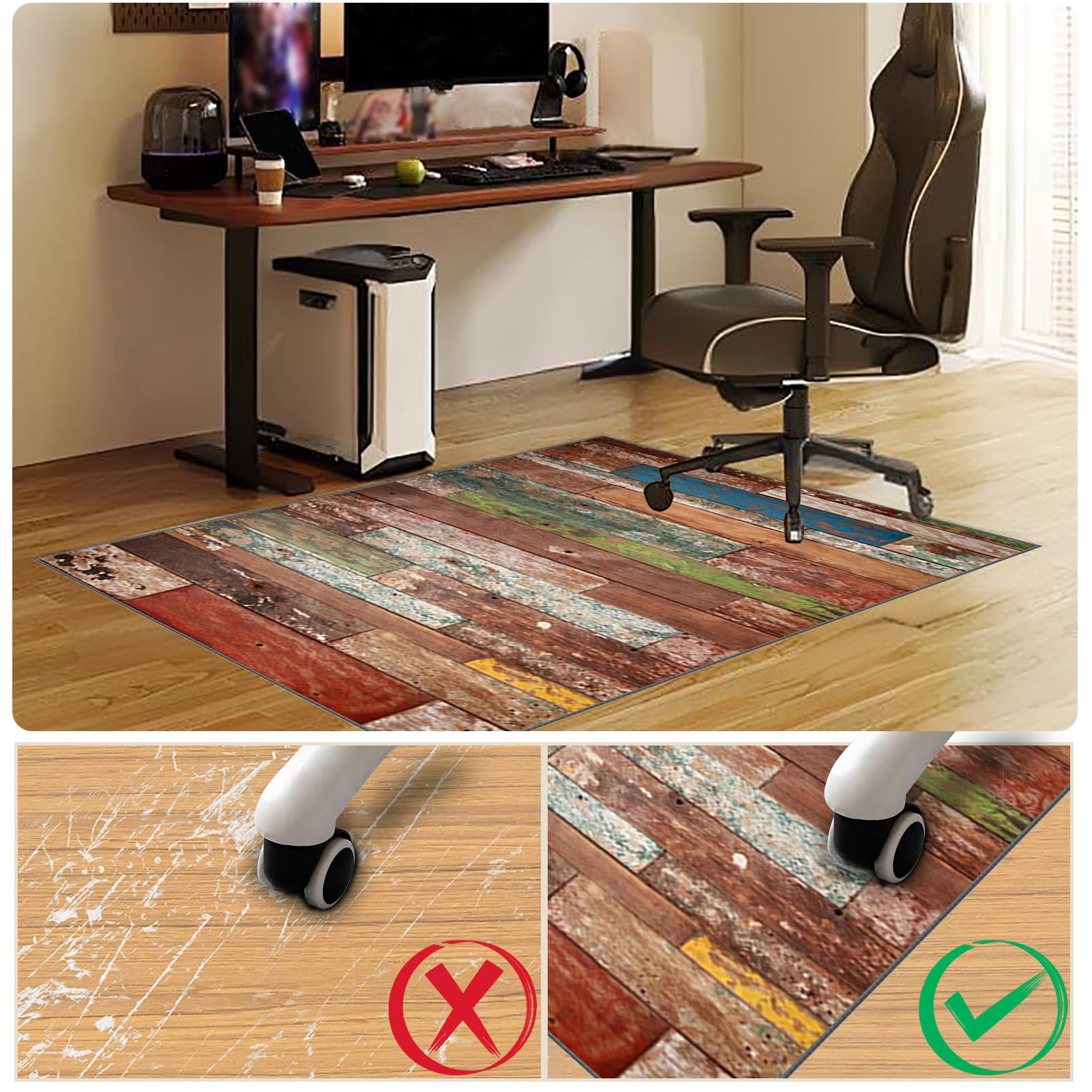 Alfombra Silla Escritorio Alfombra Protectora Suelo Silla Ruedas Antideslizante Alfombra para Silla de Gaming Ruedas Oficina Ordenador Alfombra de protección del Suelo para Silla 70 x 100 cm