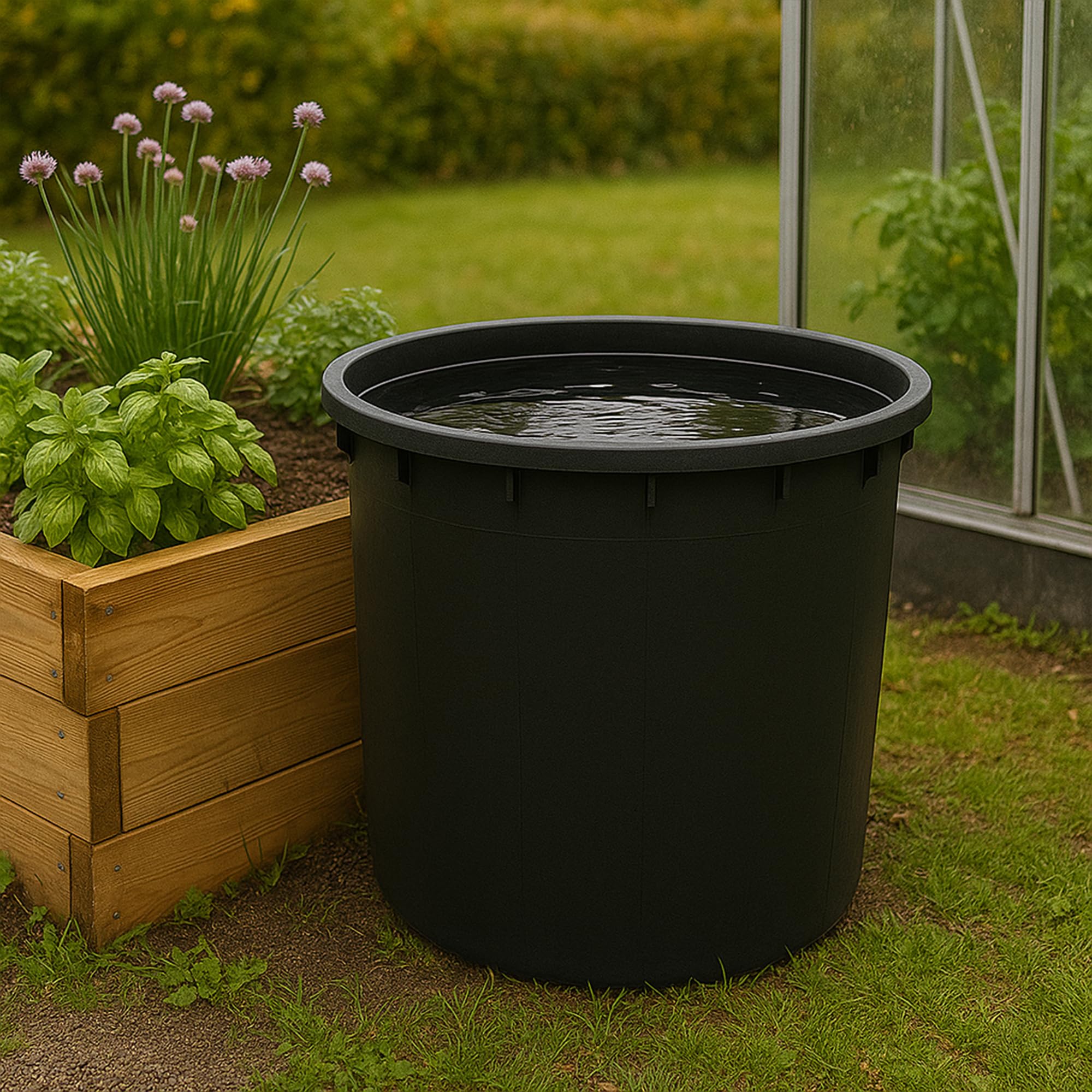 Ondis24 Botte per acqua piovana da 750 litri, XXL, serbatoio per acqua piovana in plastica nera, robusta e resistente ai raggi UV, botte per serbatoio dell'acqua