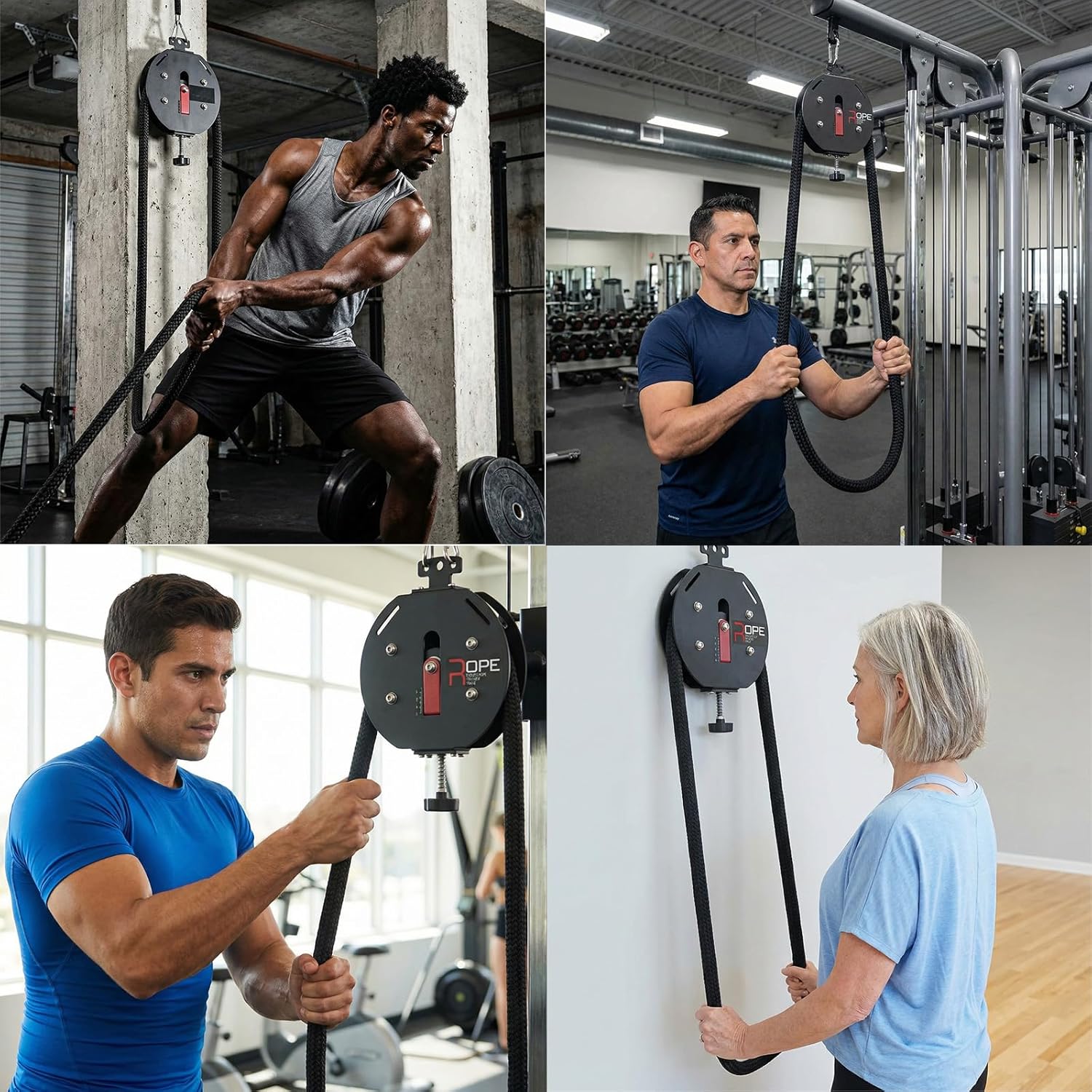 Endless Rope Trainer, Pulley Cable Machine System with Adjustable Resistance, Portable Cable Pulley System, Home Gym Equipment for Grip, Arms, Back and Body Coordination Exercises