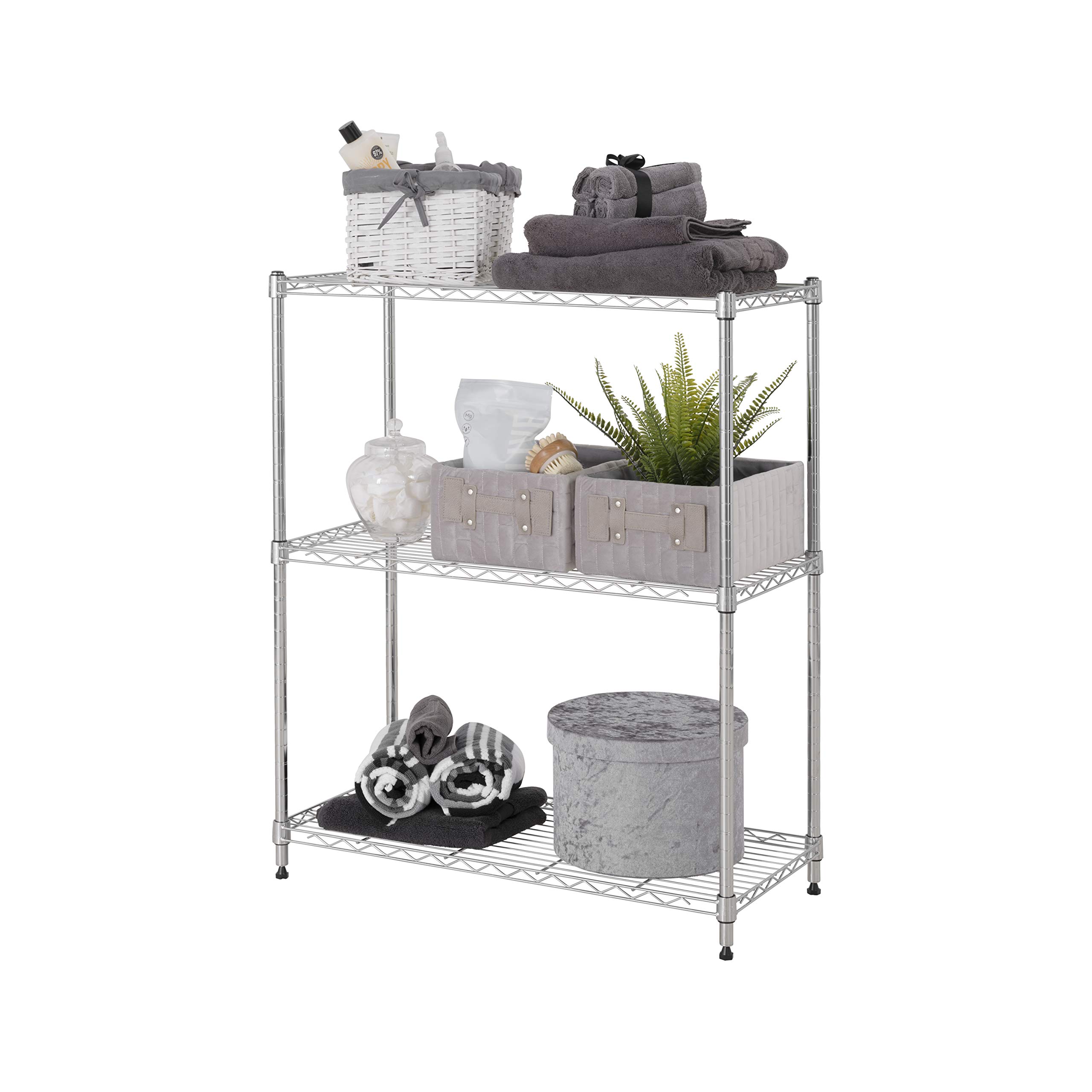 Racking Solutions 3 Tier Wire shelving organisation rack Chrome Mini Storage unit - 922mm H x 753mm W x 348mm D - 115kg UDL - FREE Next Day Delivery*