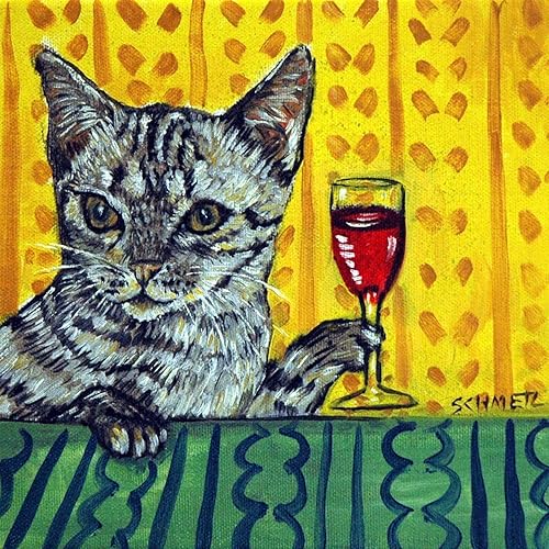Ocicat cat artwork at the wine bar art tile coaster gift