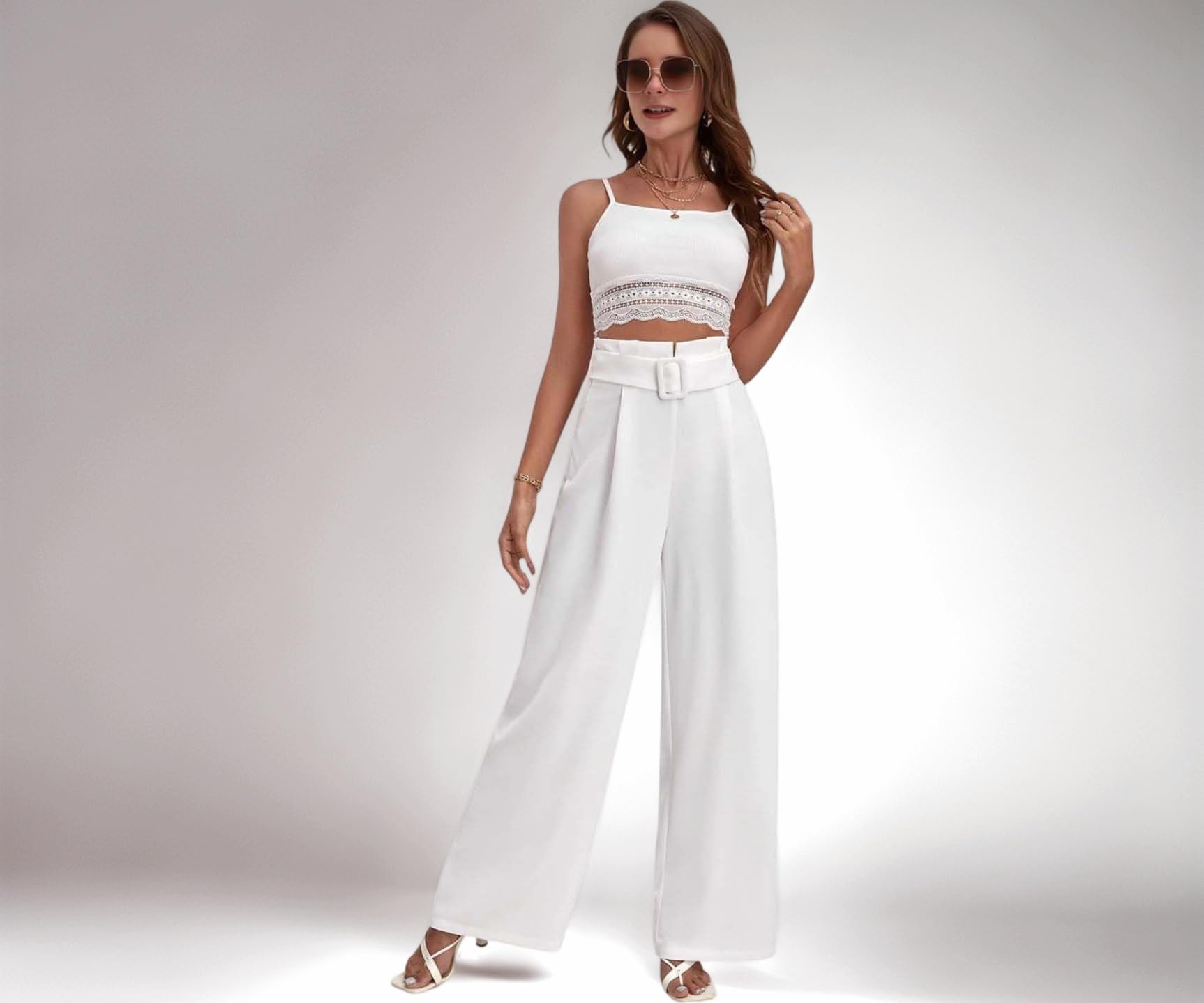 Women's High Rise Viscose Rayon Relaxed Fit Korean Trousers