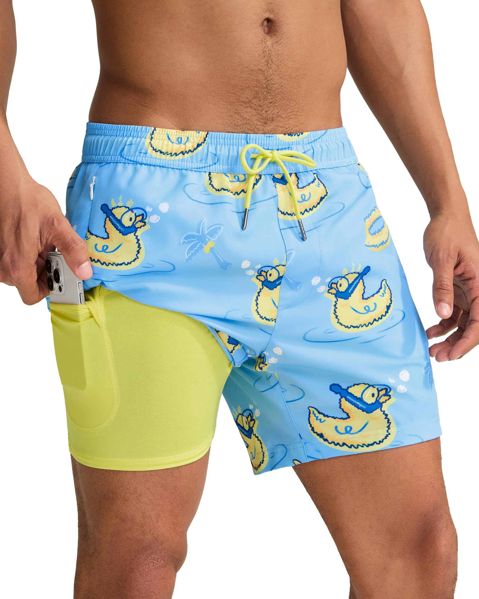 maamgic Mens Swim Trunks with Compression Liner 5 Inch Quick Dry for Beach
