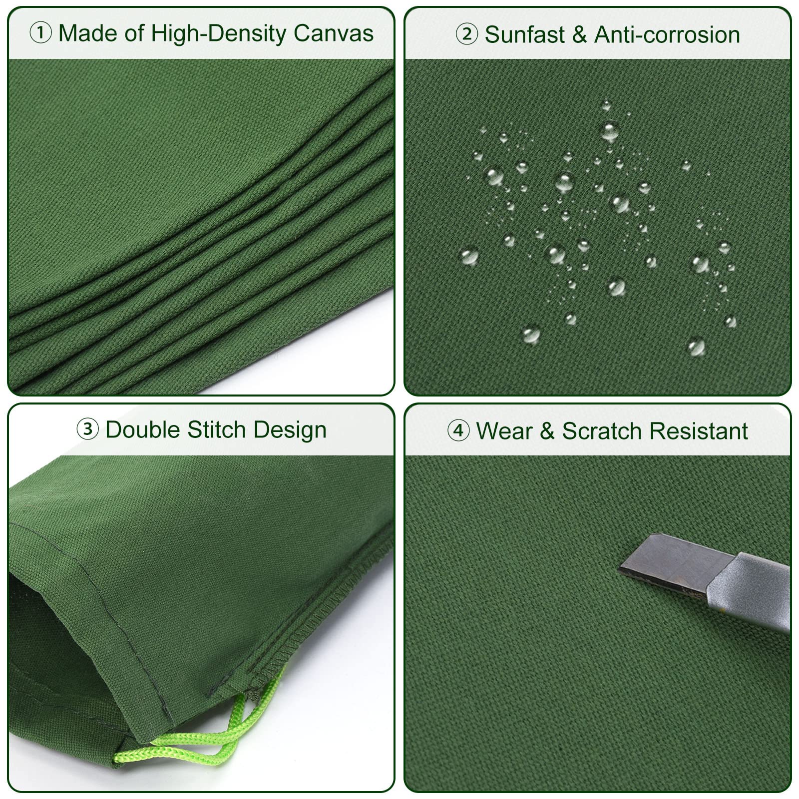 PATIKIL 5 Piedi Sabbia Sacchi per Inondazioni, 5pz Inondazioni Acqua Barriera Sacchi Sabbia con Rilegatura Elastico Fascia Lungo Tela Borse per Porta Finestra Alluvione Controllo, Verde