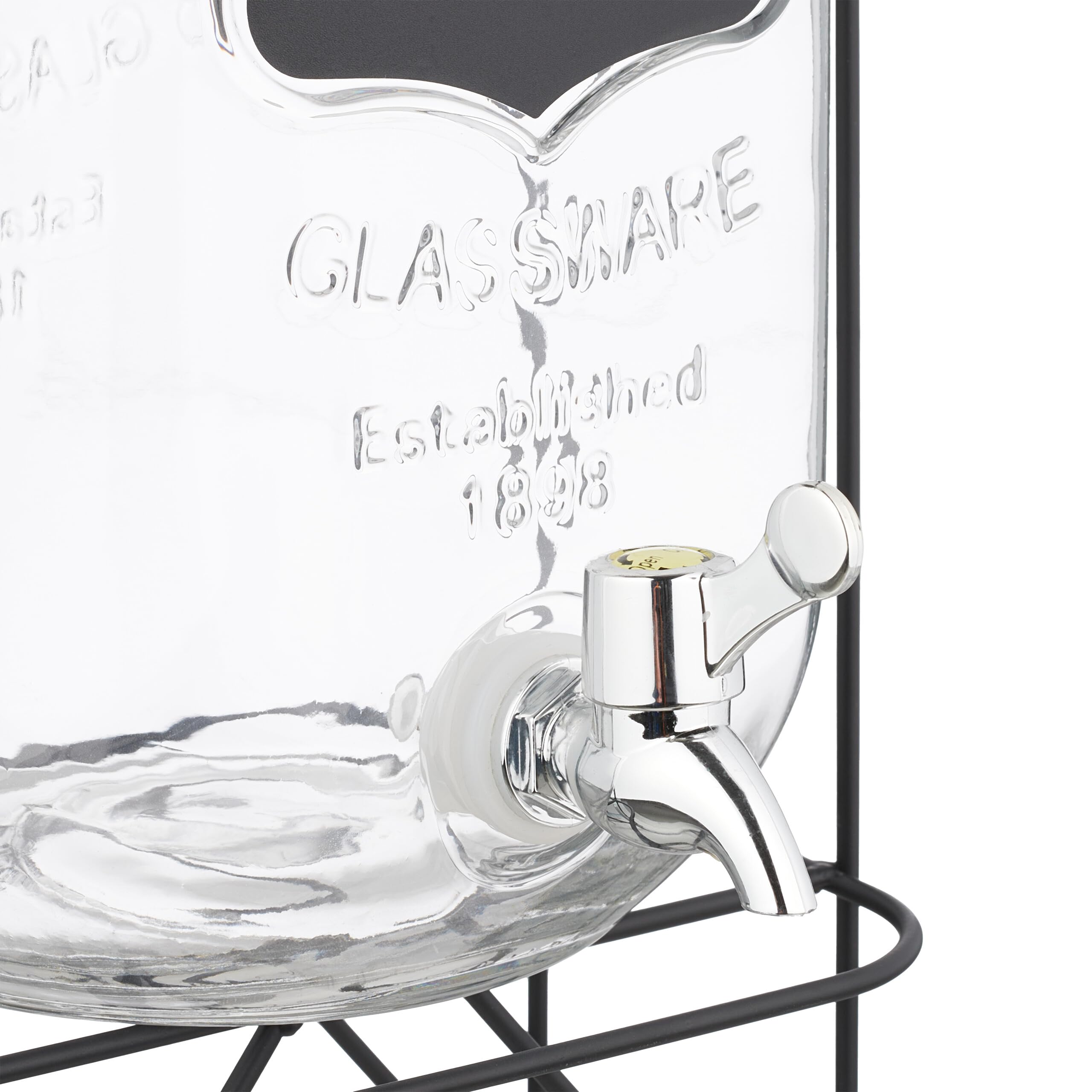 Relaxdays Drankdispenser Met Houder 4 Liter Glas Kraantje Label Handgrepen 1267843320