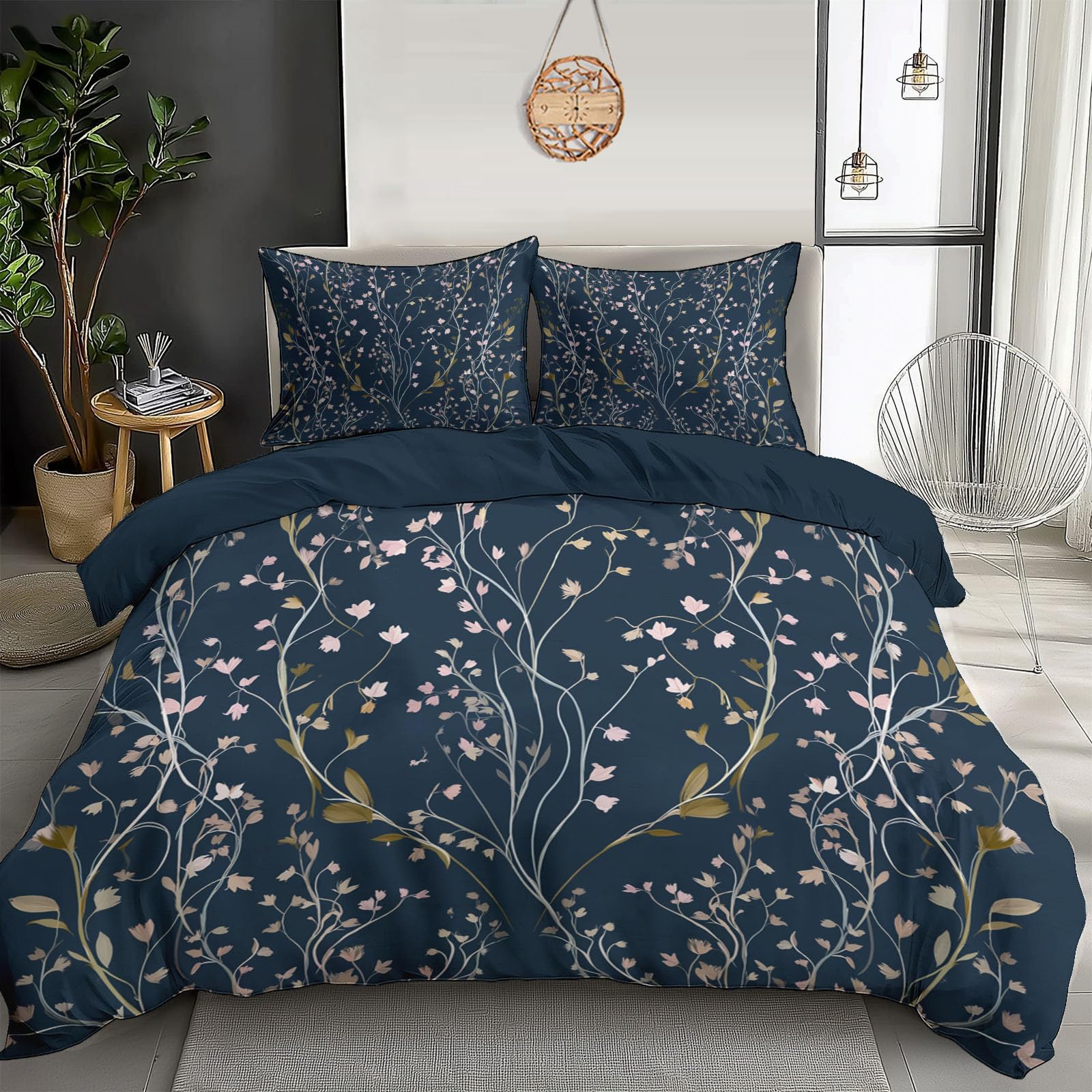 Housse de couette fleurs 3D bleu poudre pour transformer votre chambre en oasis