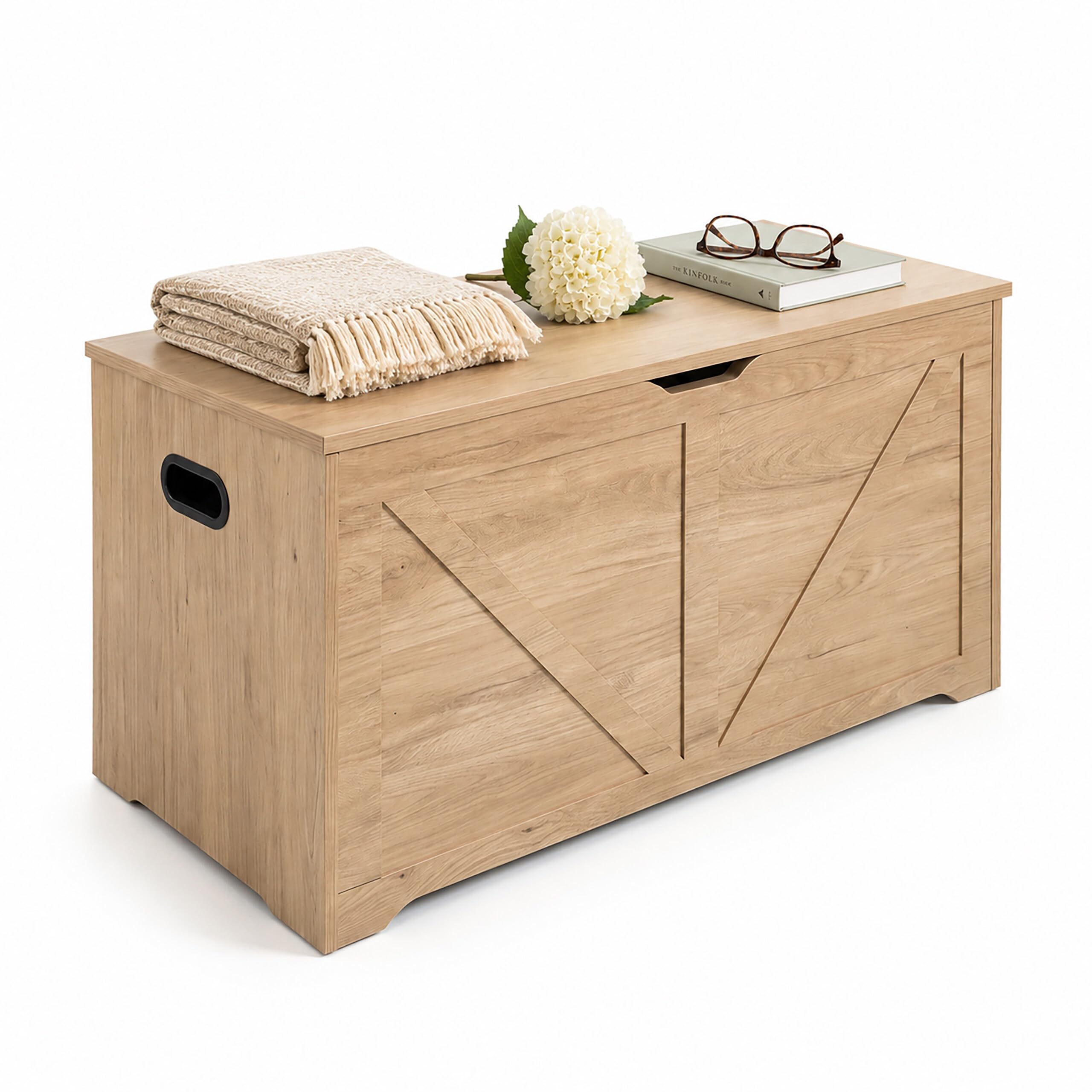 Relaxdays Sitzbank mit Stauraum, Deckel, HxBxT: 46 x 100 x 40 cm, hellgrau