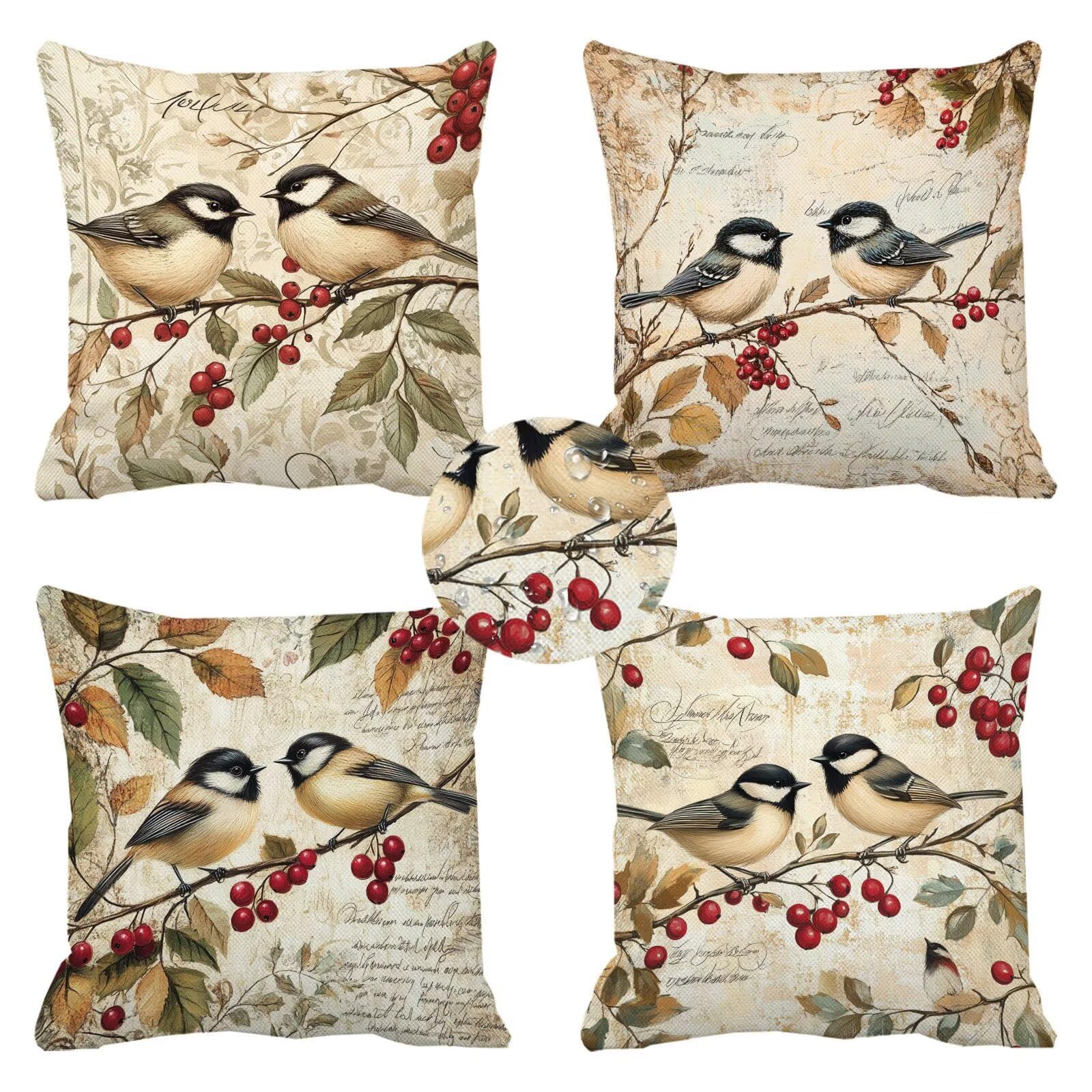 Housse coussin 45x45 oiseau imperméable pour protéger vos assises de jardin
